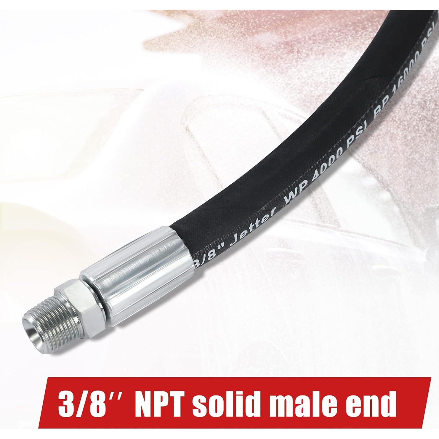 Tool Daily Pressure Washer Whip Hose with Swivel, Hose Reel Connector for Pressure Washing with Power Washer Adapter Set, 2 FT