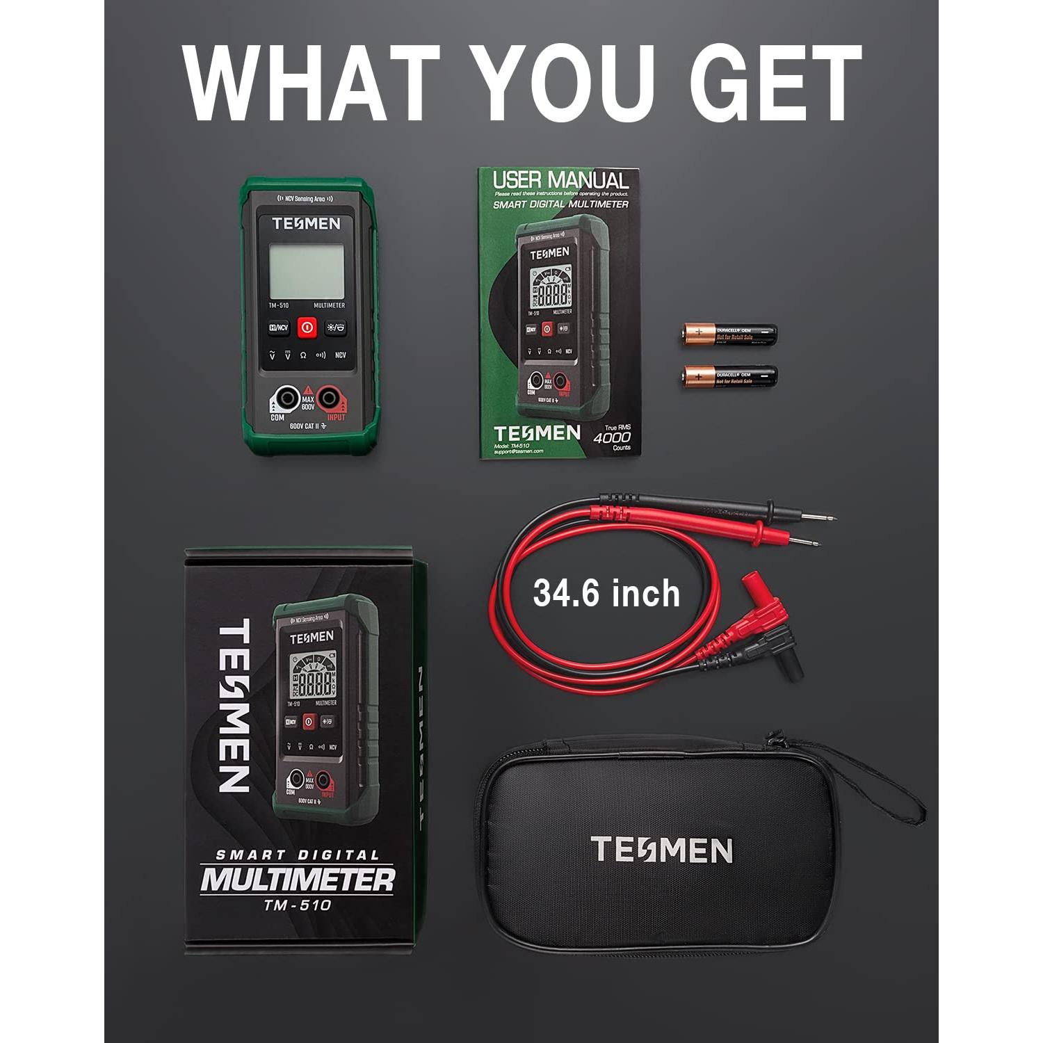 Multímetro Digital TESMEN TM-510, 4000 Cuentas, Medición Automática