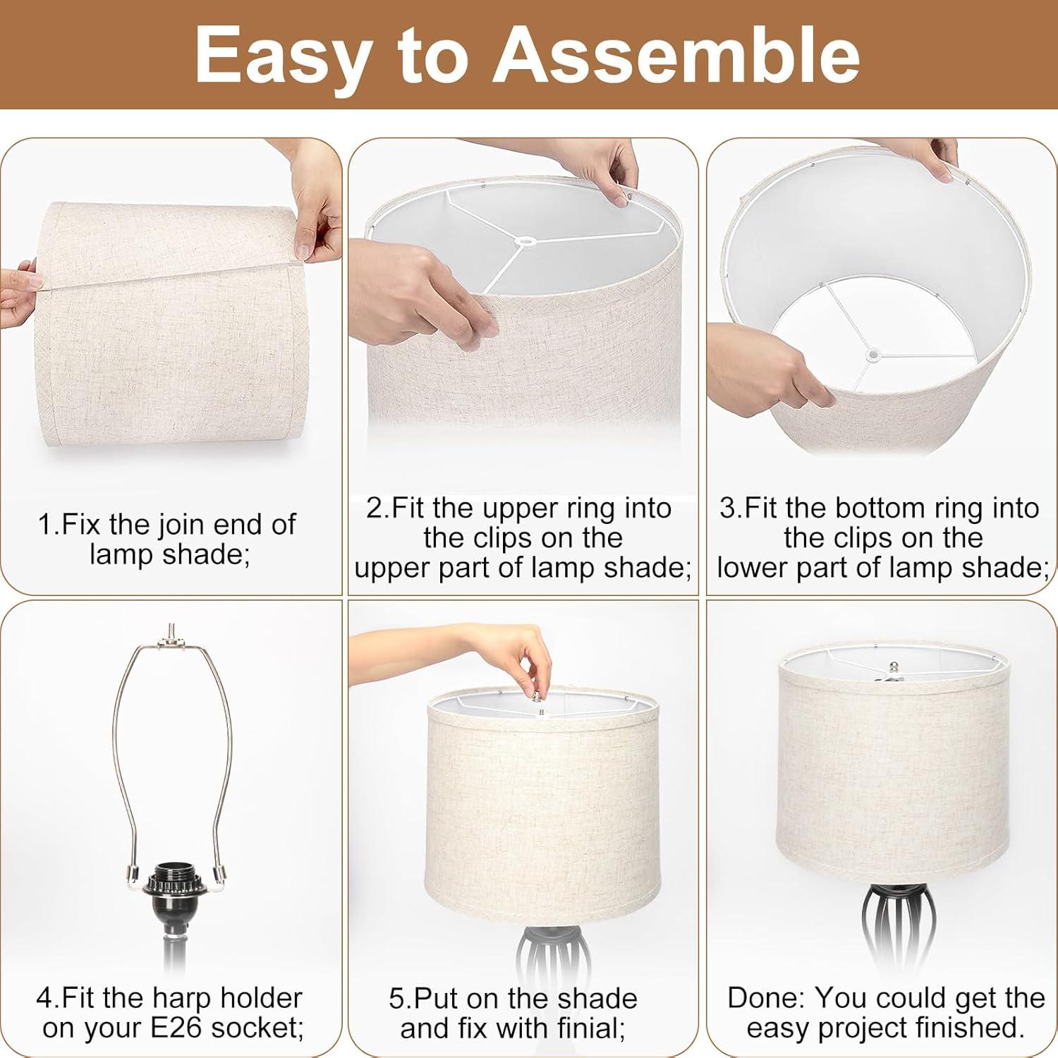 Juego de 2 Pantallas de Lámpara Beige Pueblo Costero 29.5cm