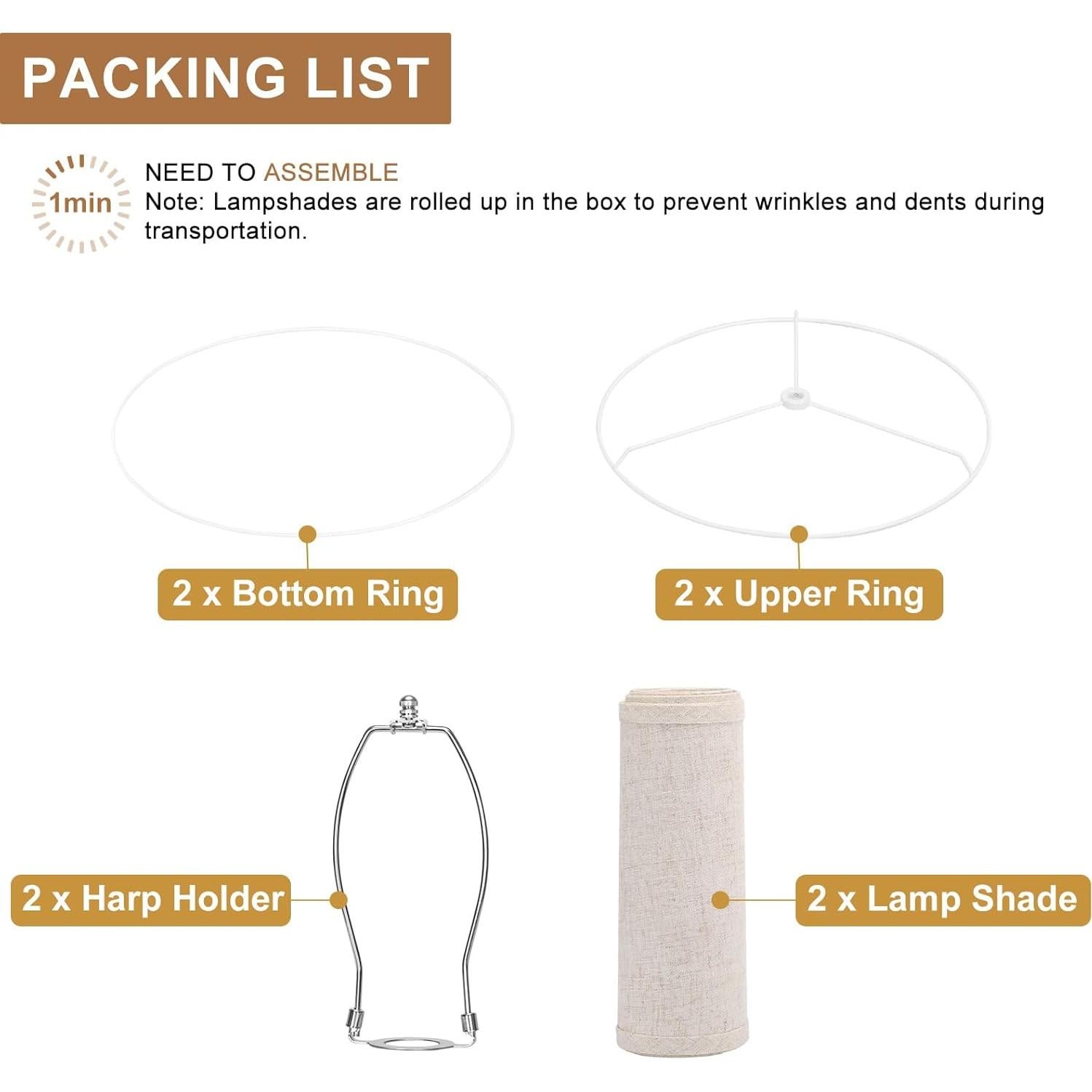 Juego de 2 Pantallas de Lámpara Beige Pueblo Costero 29.5cm