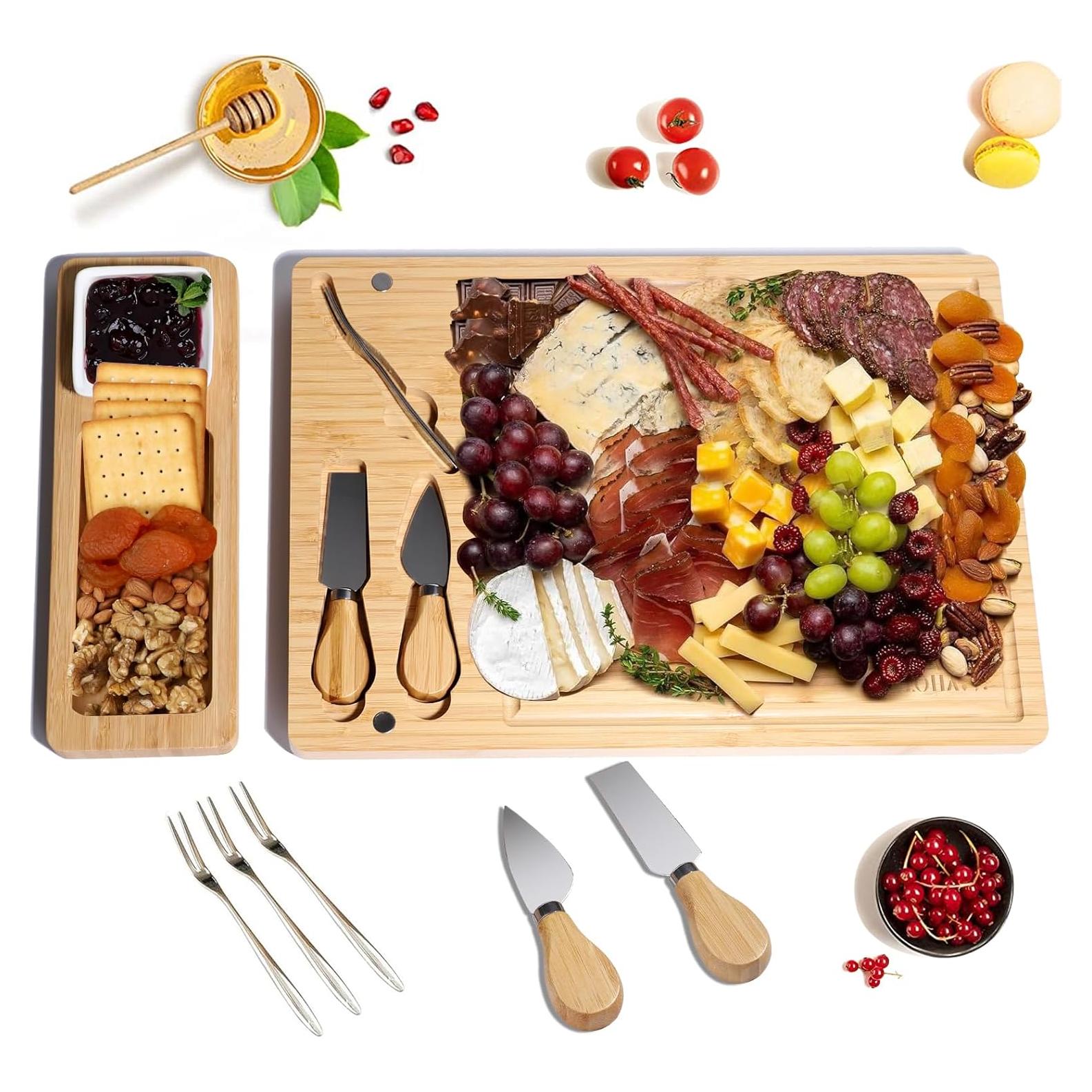 Tabla de Charcutería de Bambú con Cuchillos y Tazón - BEAUTLOHAS