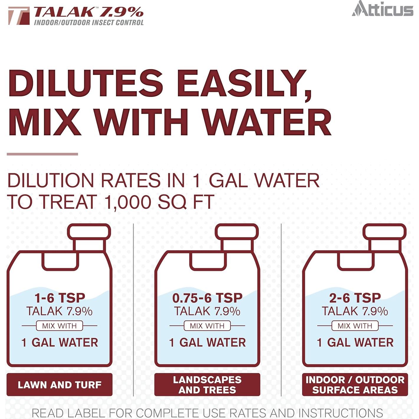 Talak 7.9% Insecticida Concentrado Atticus 3.785 L Interior/Exterior