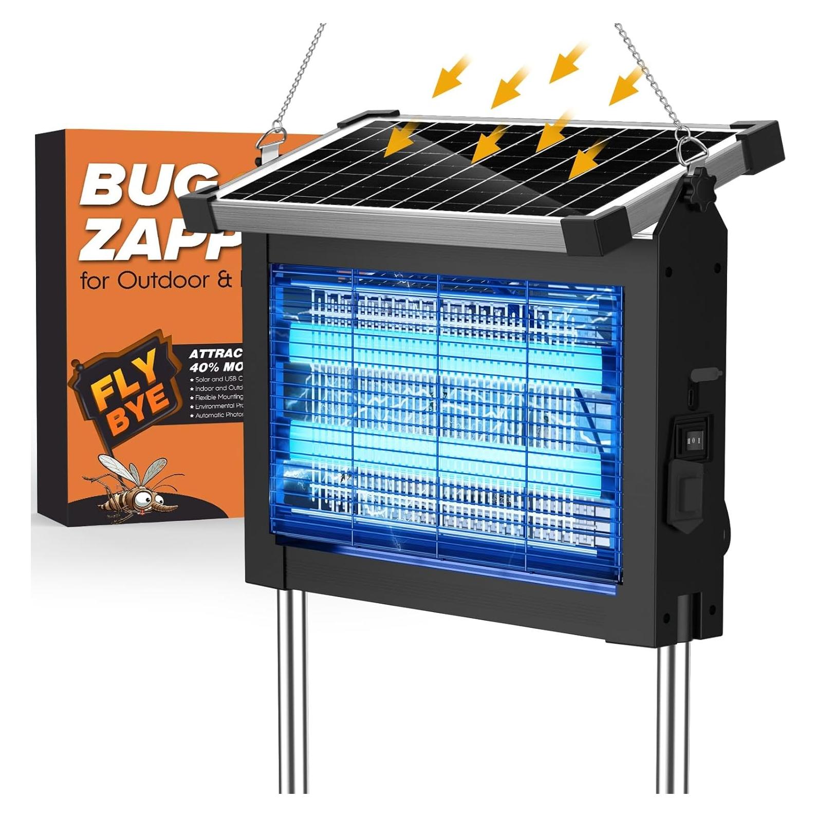 Zapper Solar para Insectos Jinyeda 4500V Recargable 4000mAh