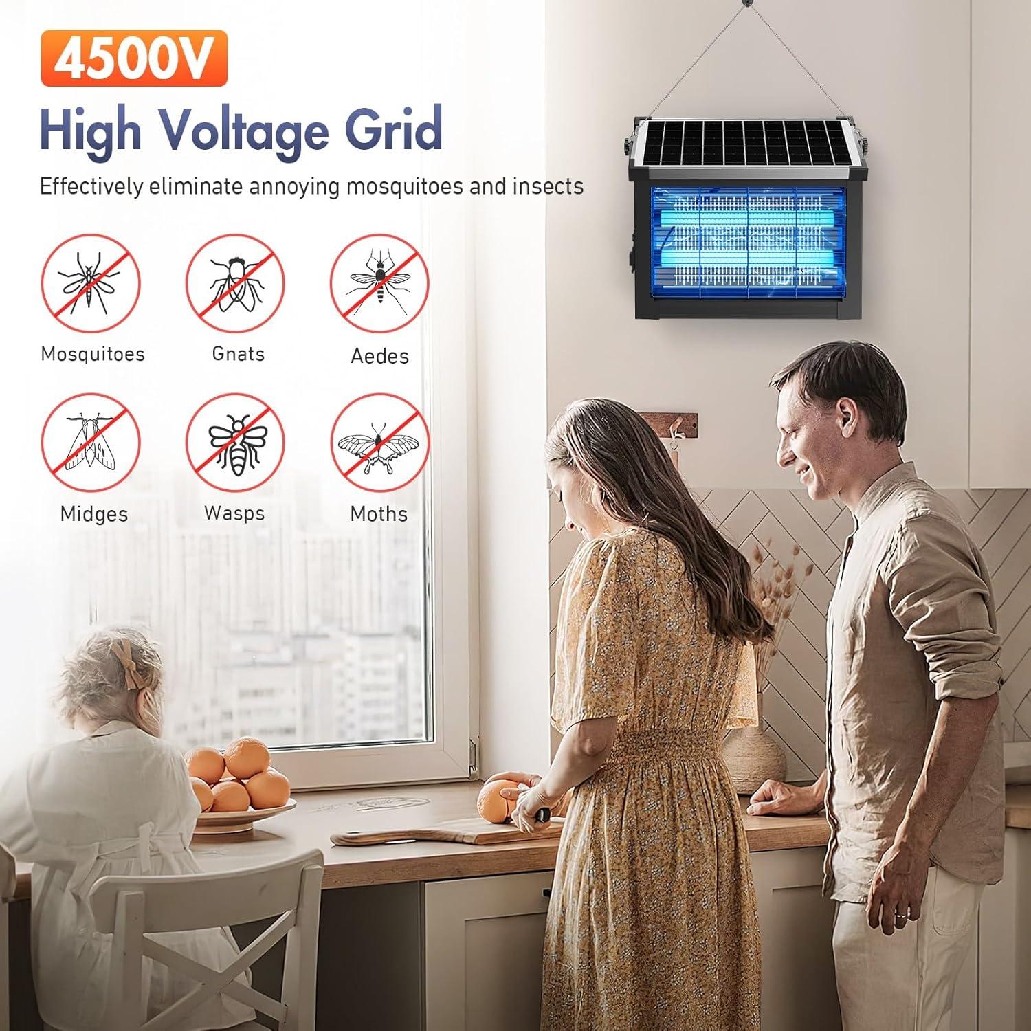 Zapper Solar para Insectos Jinyeda 4500V Recargable 4000mAh