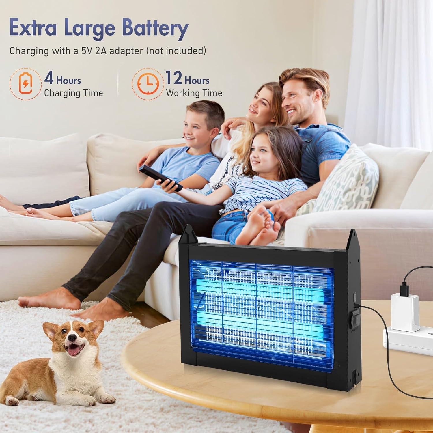 Zapper Solar para Insectos Jinyeda 4500V Recargable 4000mAh