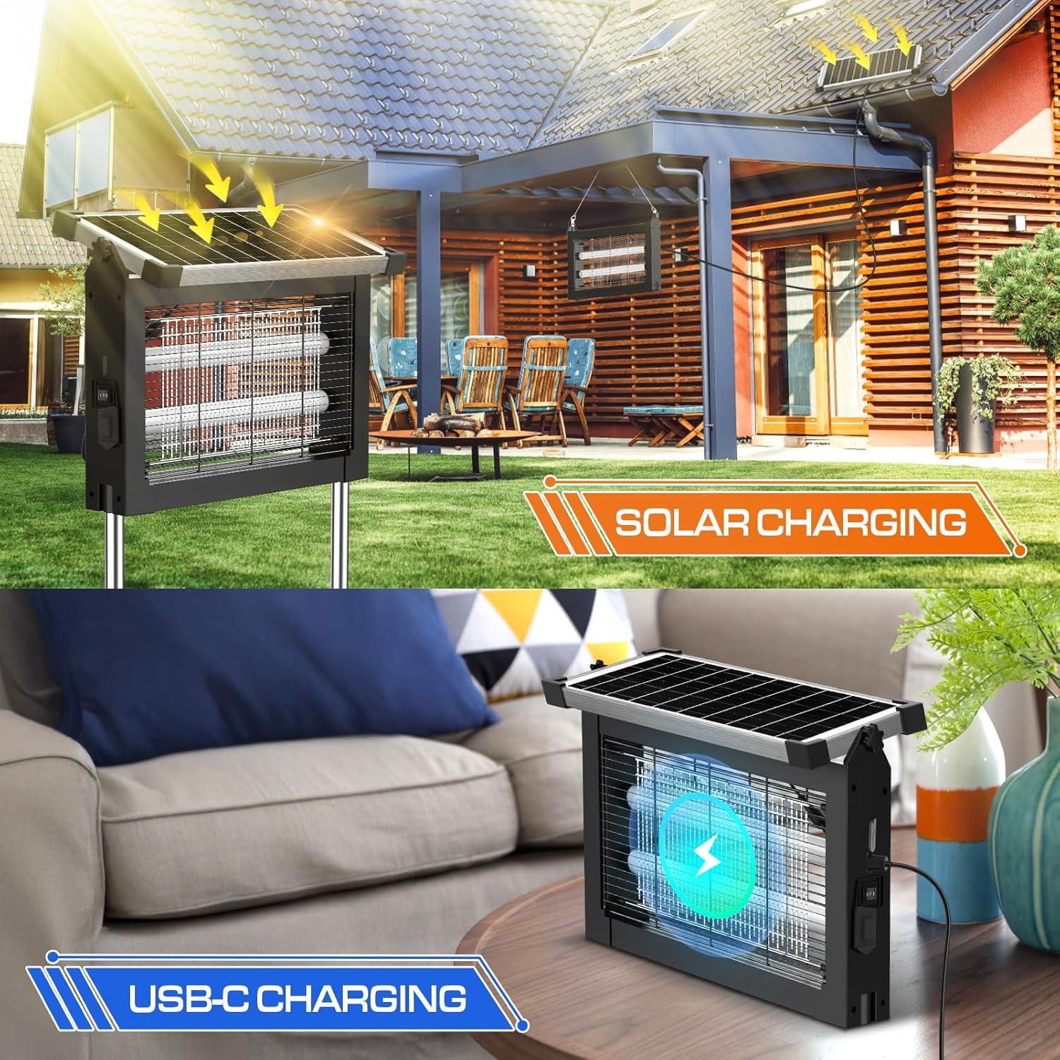 Zapper de Insectos Solar Jepwe 4200V Impermeable para Exteriores