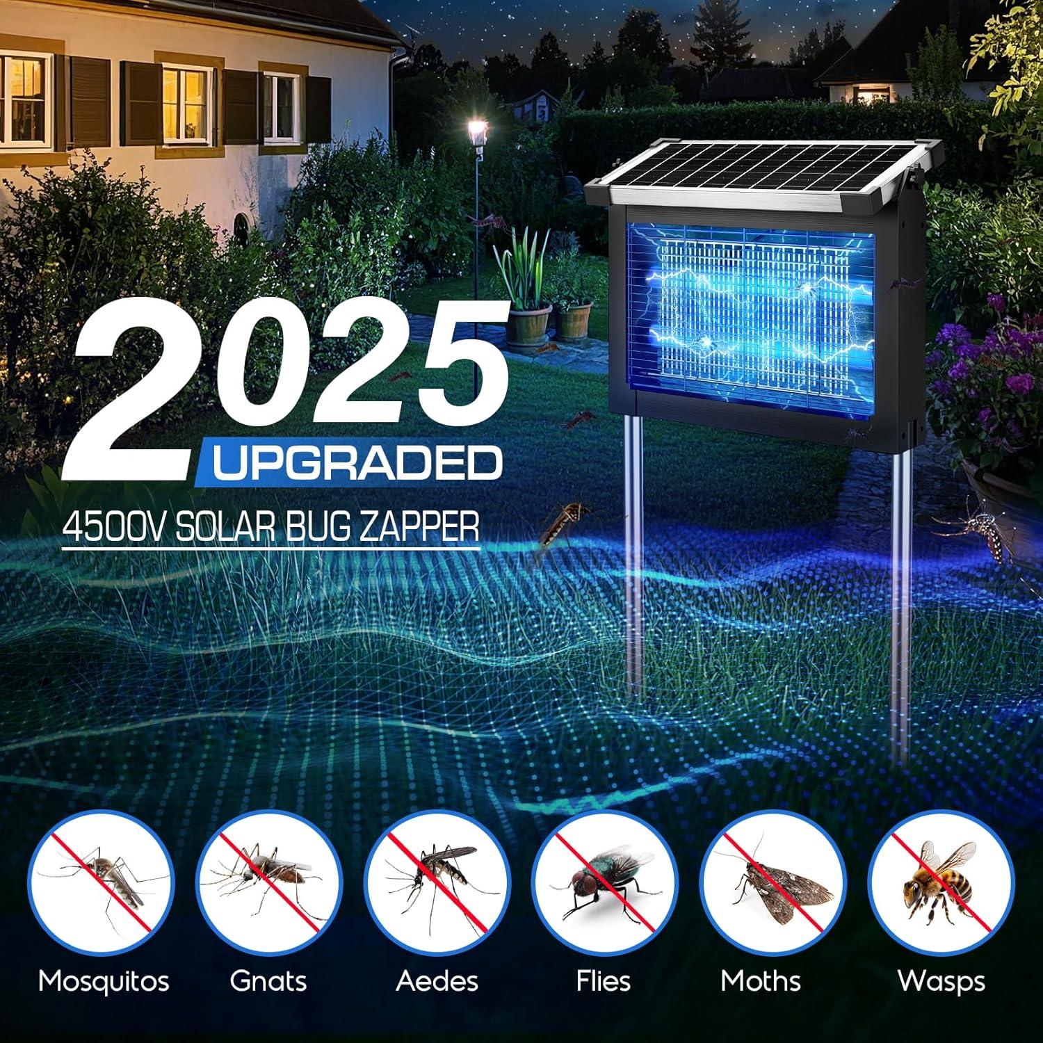 Zapper de Insectos Solar Jepwe 4200V Impermeable para Exteriores