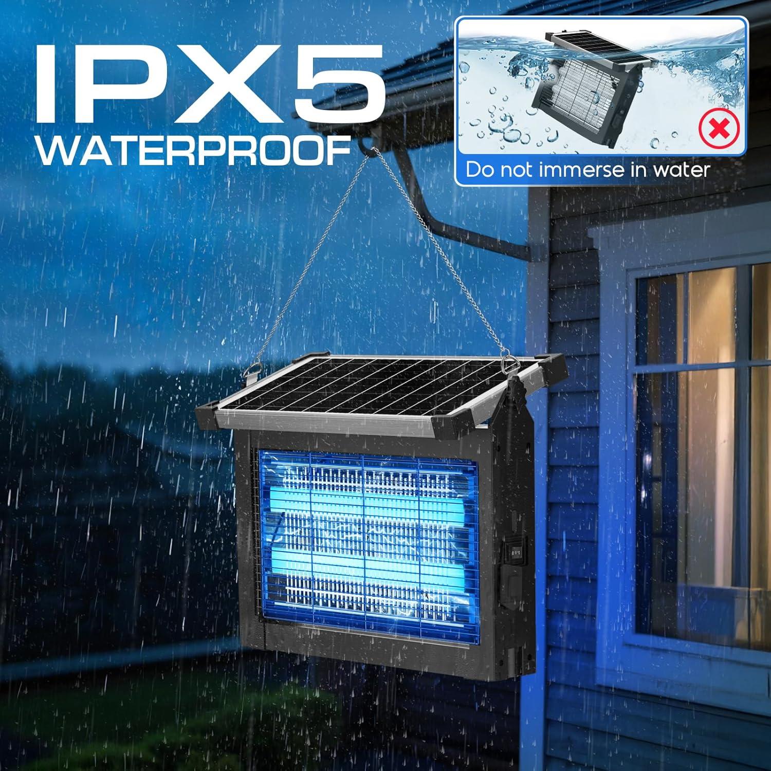 Zapper de Insectos Solar Jepwe 4200V Impermeable para Exteriores