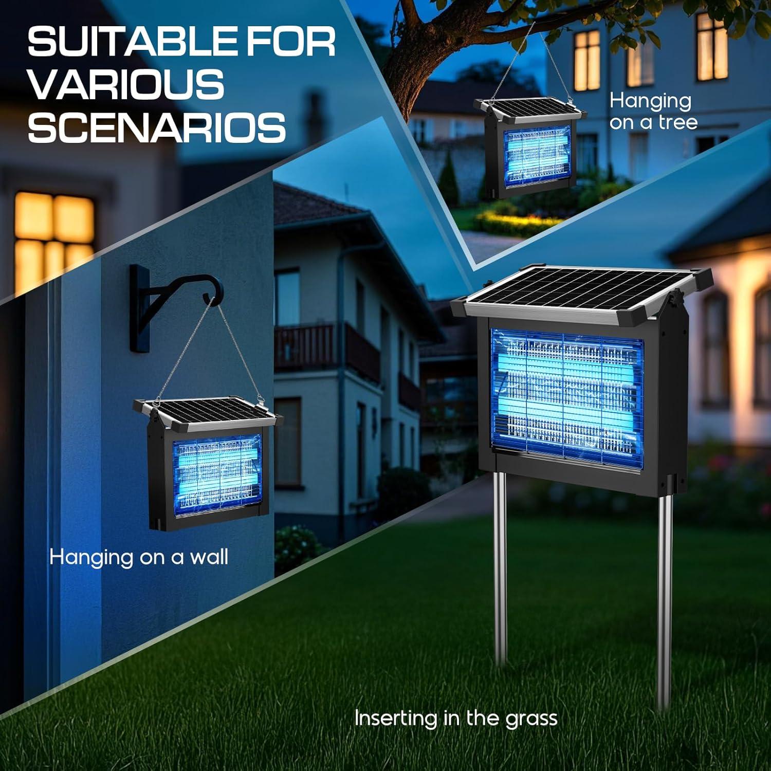 Zapper de Insectos Solar Jepwe 4200V Impermeable para Exteriores