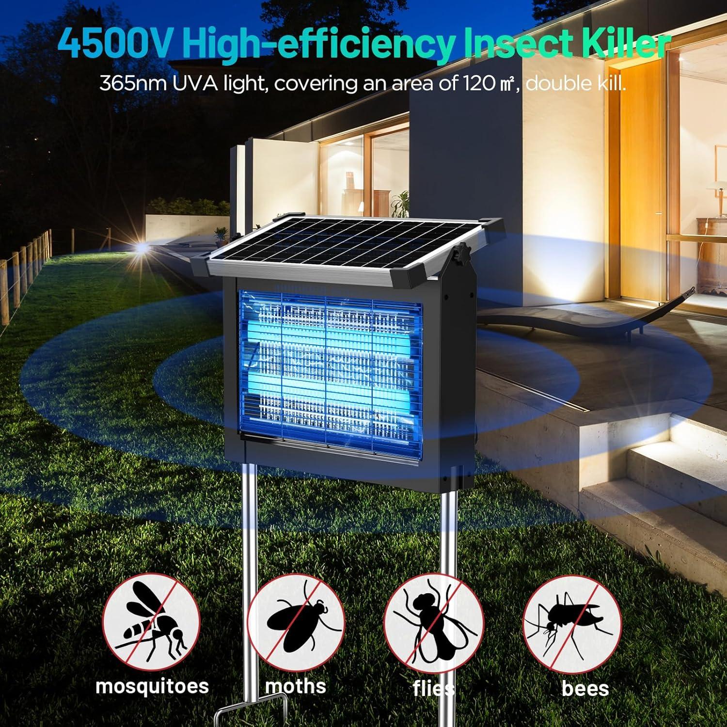 Zapper de Insectos Solar Jepwe 4200V Impermeable para Exteriores