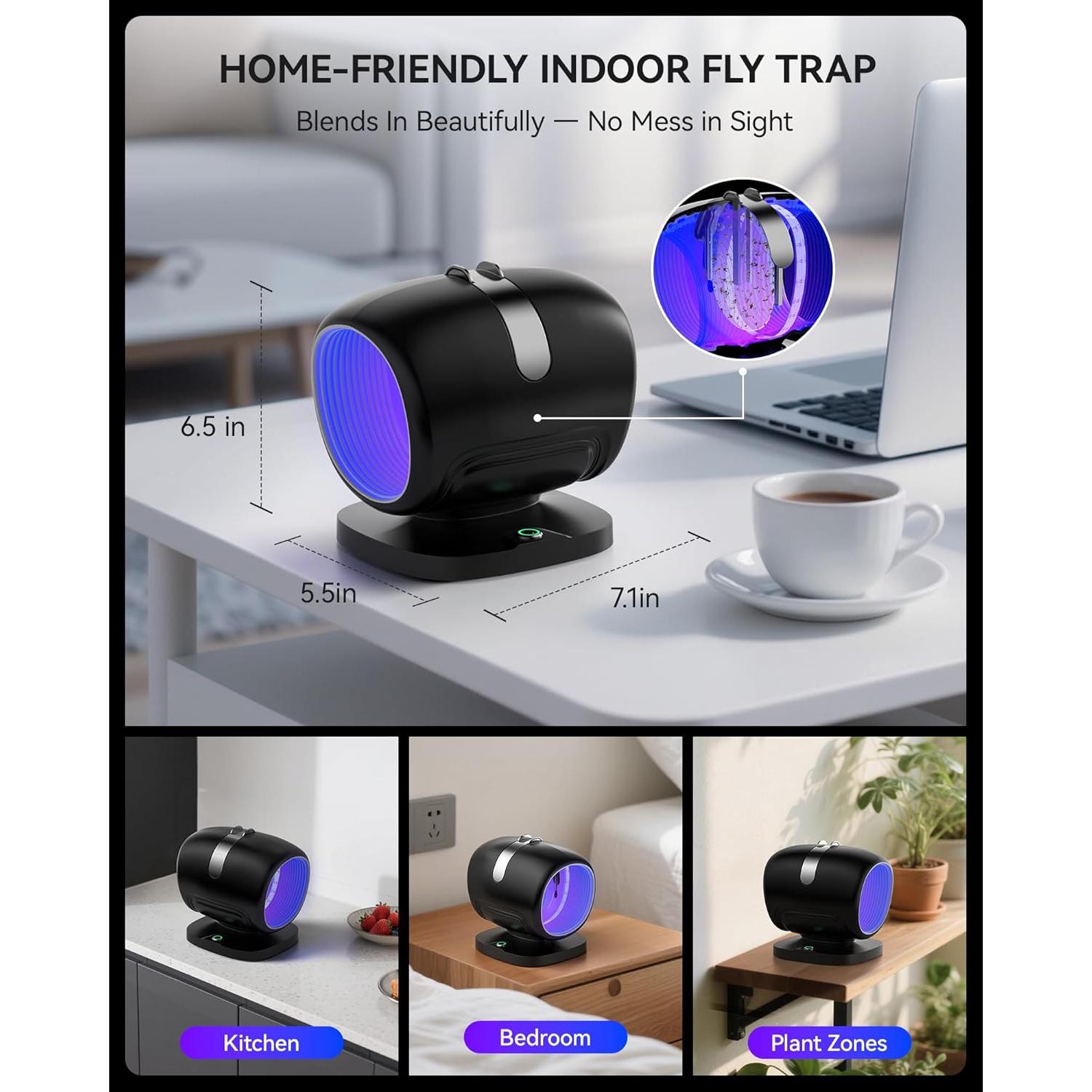 Trampa de Moscas ZEVQI POWER con Luz y Pegamento Adhesivo