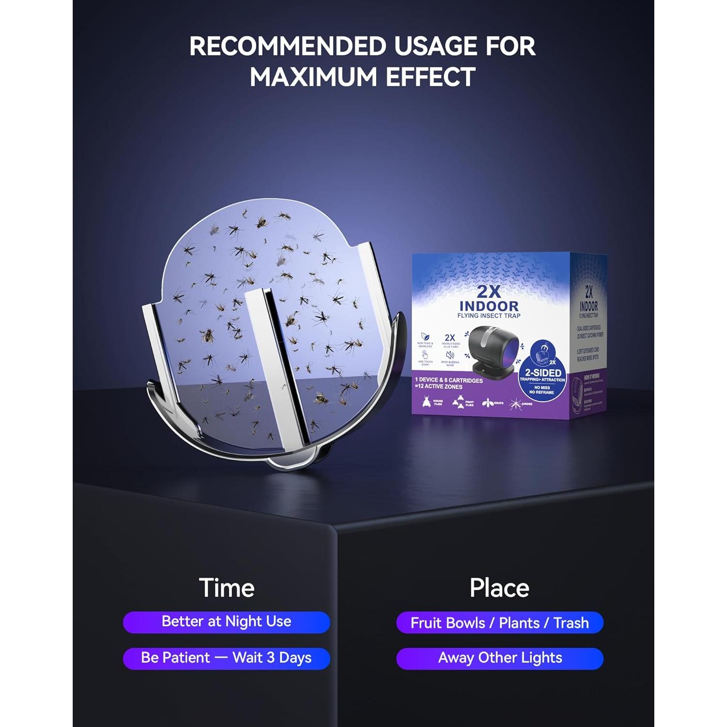 Trampa de Moscas ZEVQI POWER con Luz y Pegamento Adhesivo