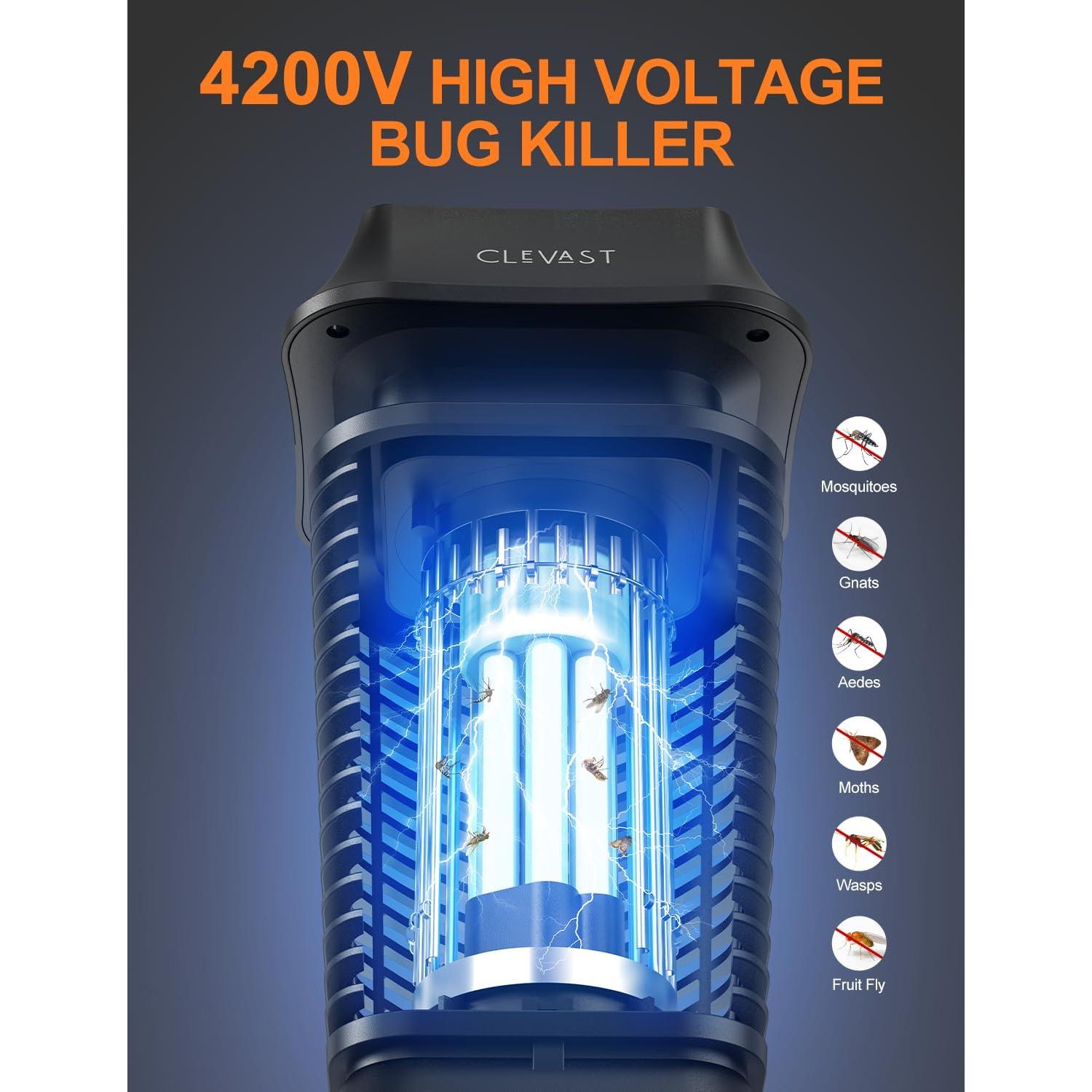 Asesino de Insectos Eléctrico CLEVAST 4200V UV para Exterior