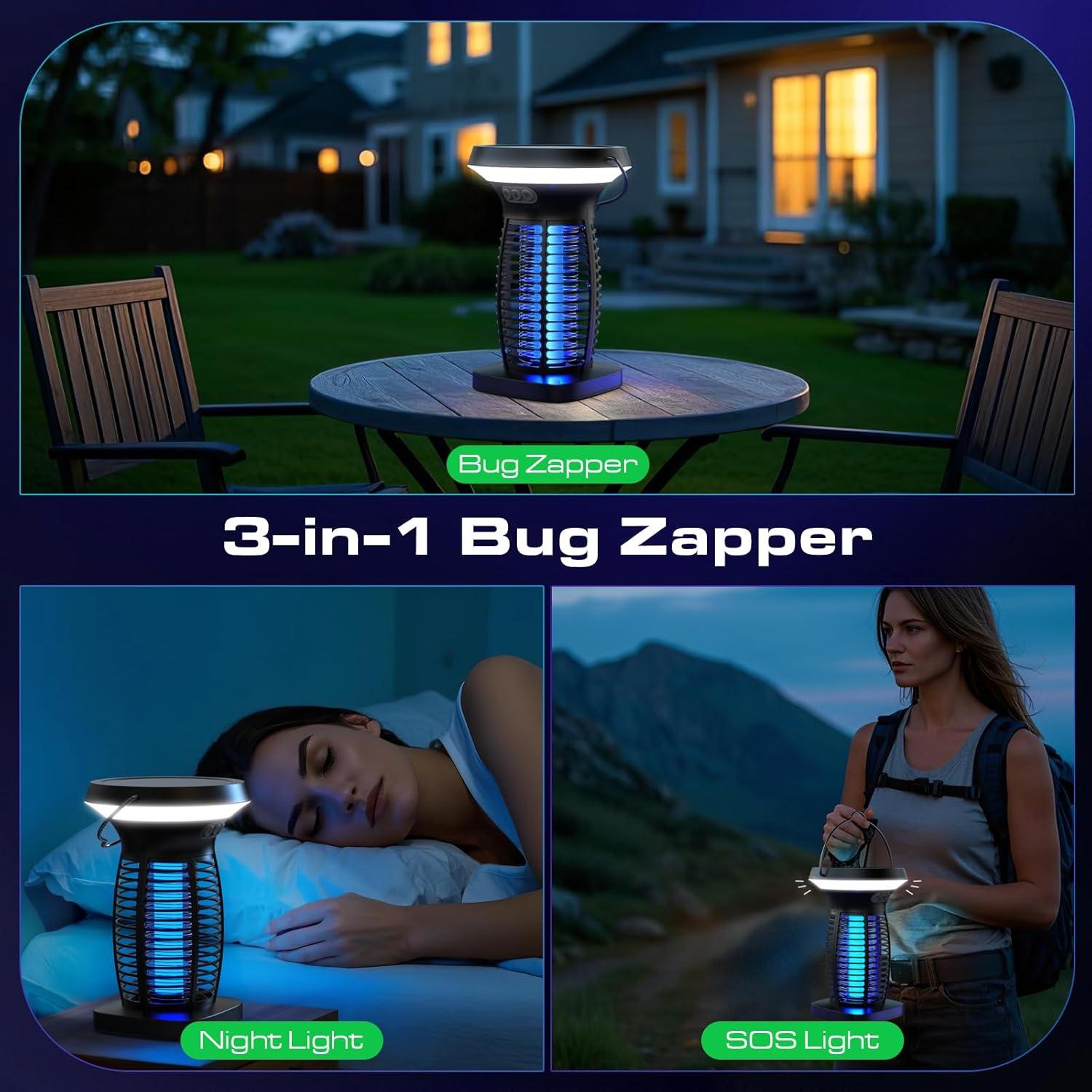 Zapper Solar de Insectos OnBeam 4200V Impermeable Negro