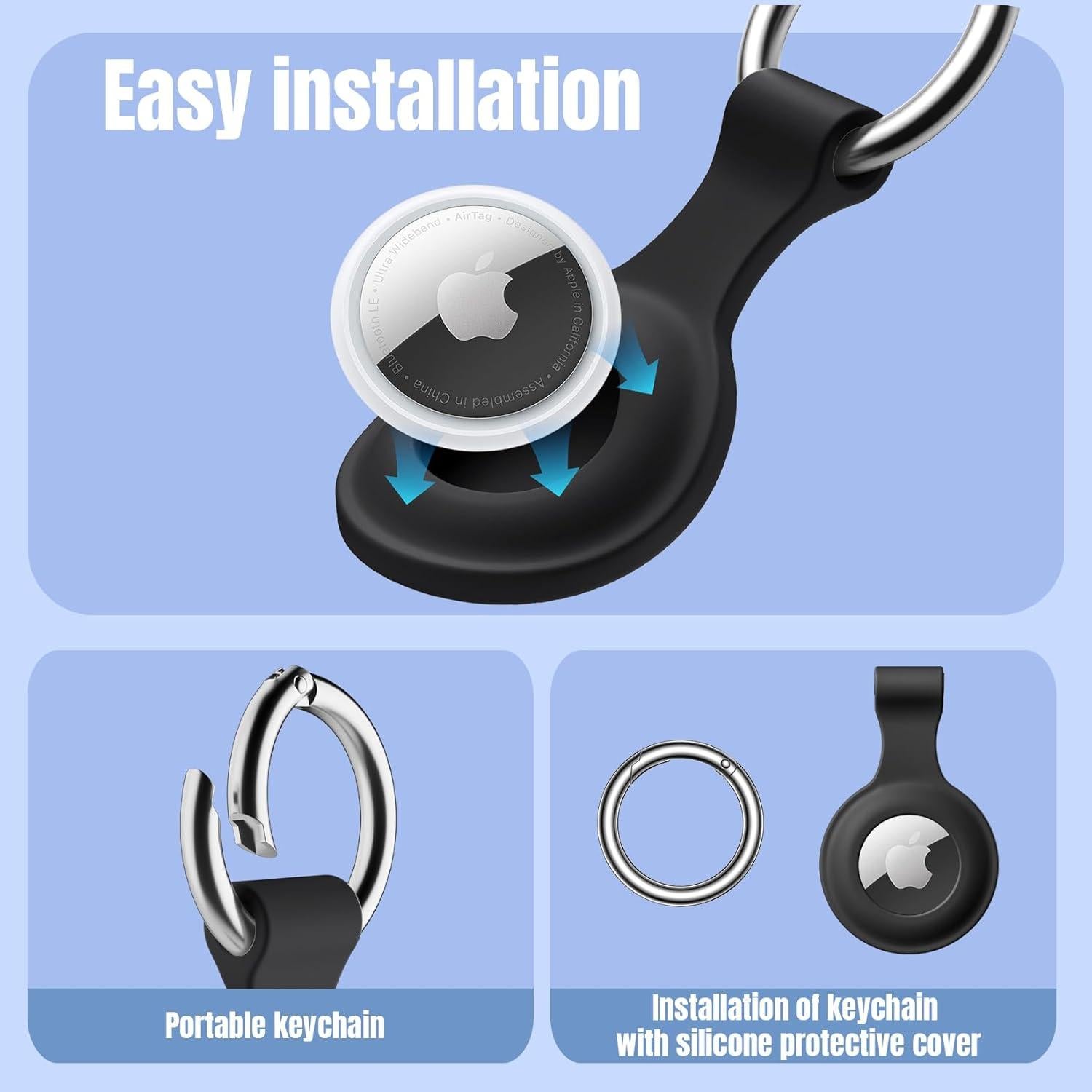 Paquete de 4 Fundas Silicona Impermeable para Apple AirTag