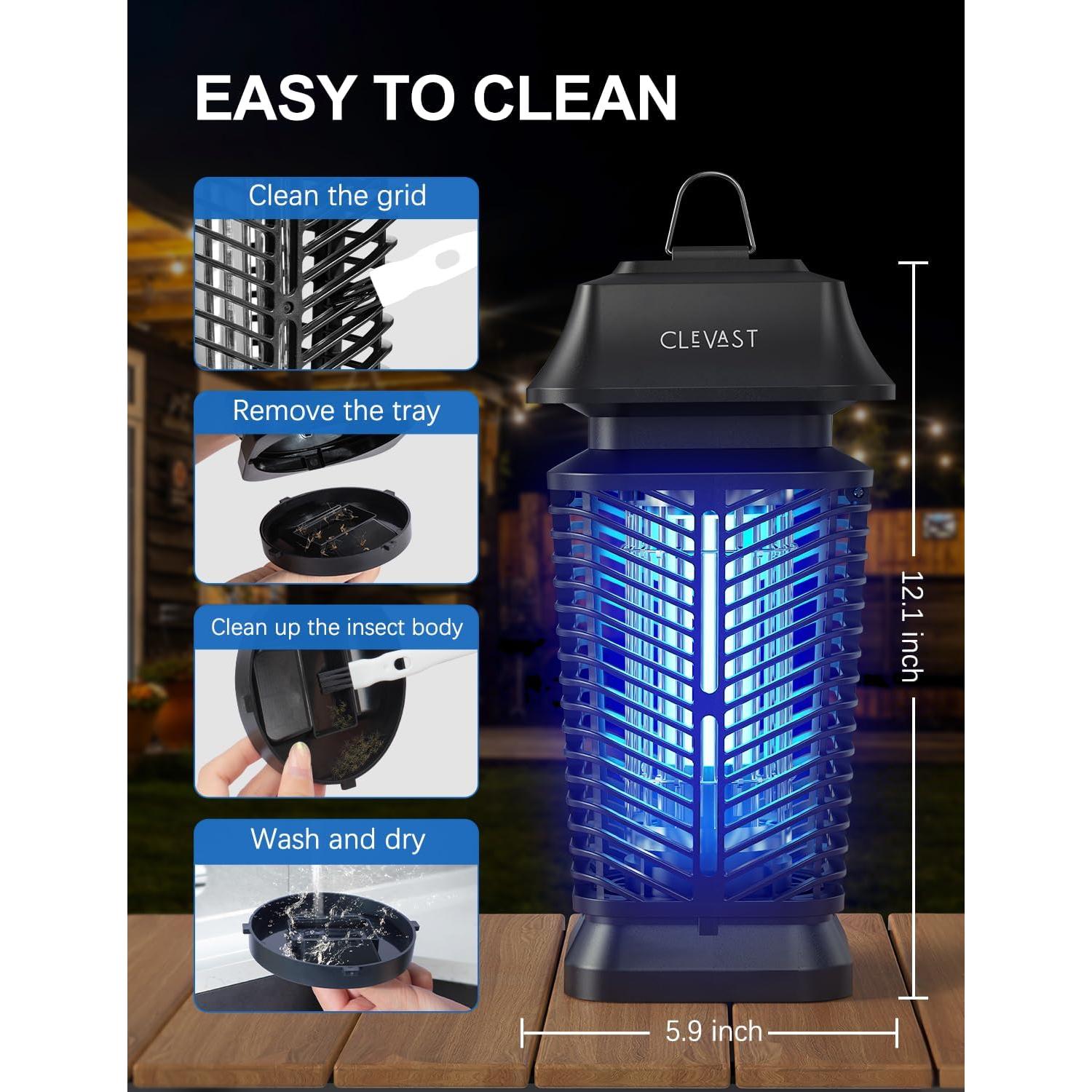 Asesino de Mosquitos Eléctrico CLEVAST 20W UV - Negro
