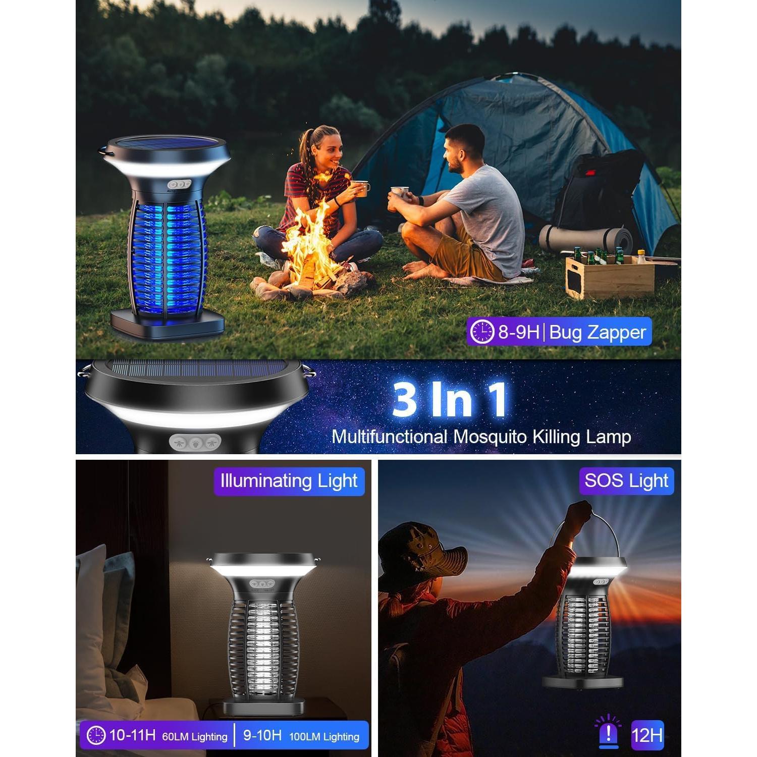 Zapper de Insectos Solar Zechuan 3-en-1, Control de Plagas