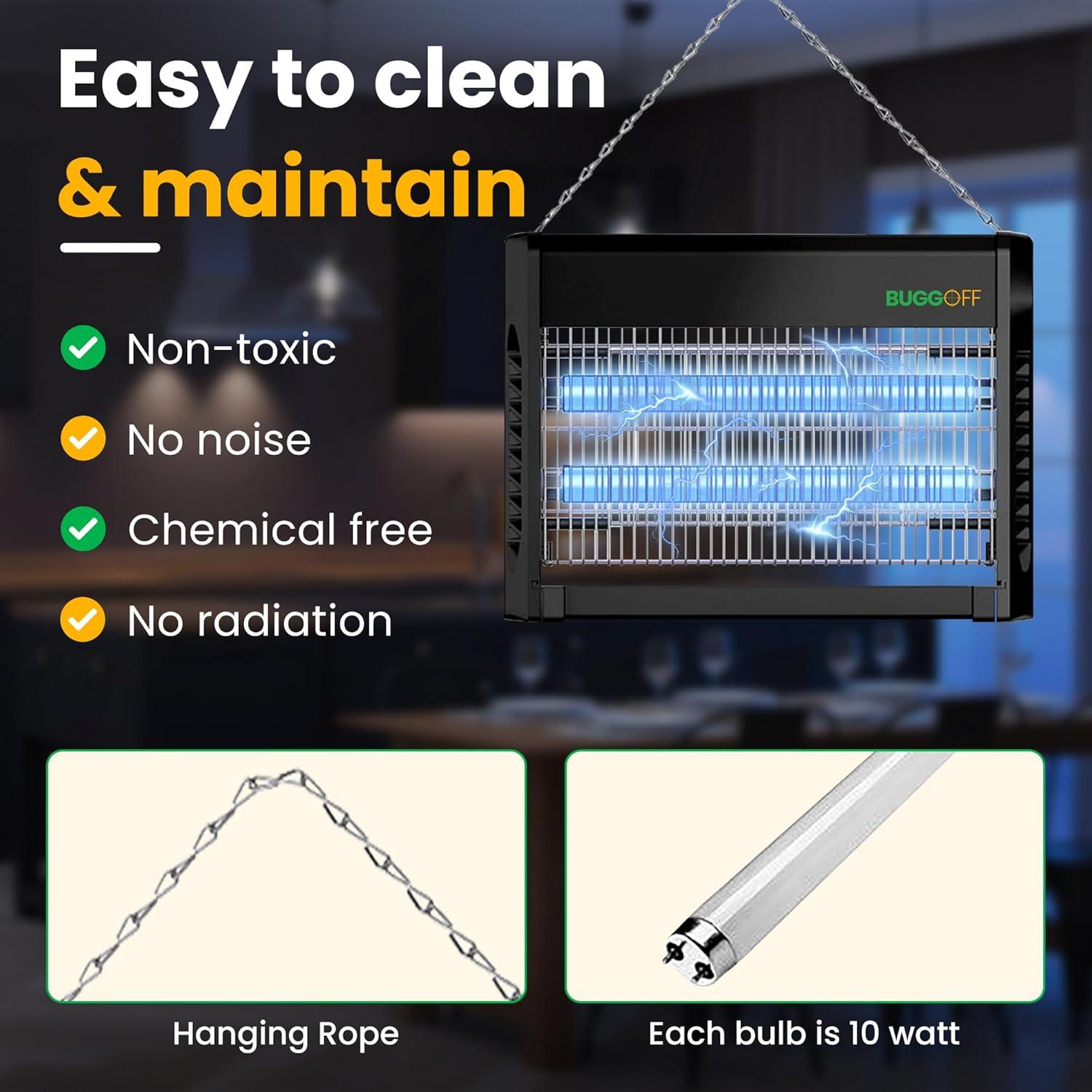 Zapper Eléctrico Bugg OFF 40W para Insectos 185,8 m²