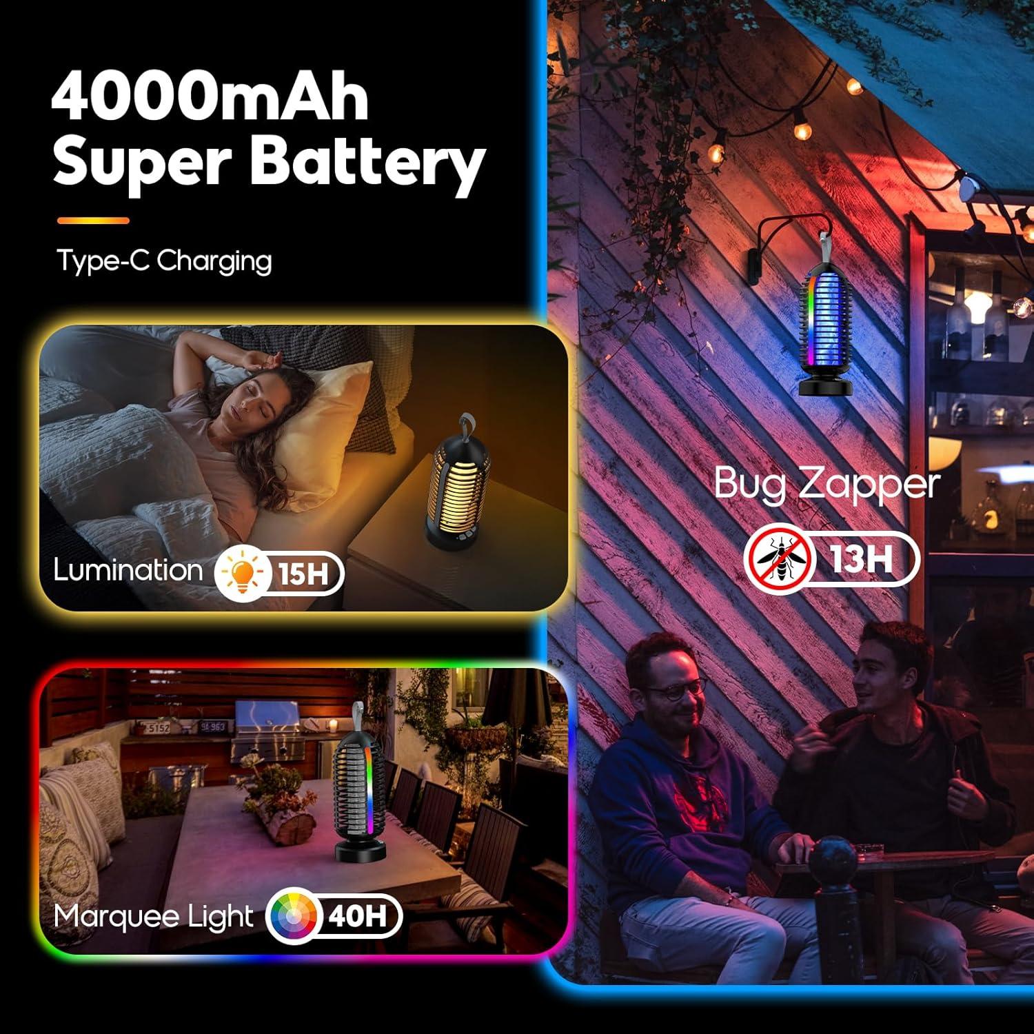 Zapper de Insectos PhatroyYee Recargable 4000mAh Negro