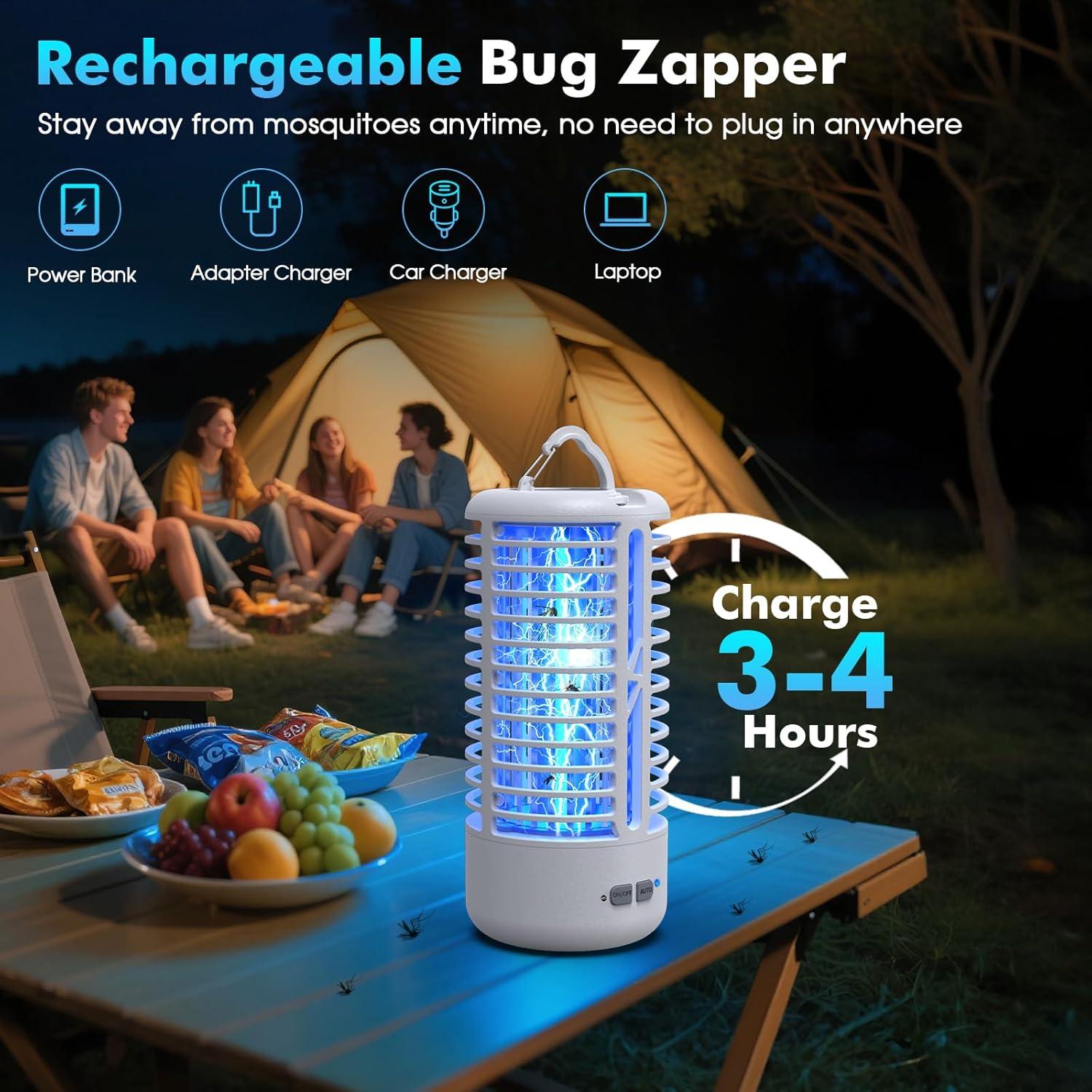 Zapper de Insectos Recargable ZECHUAN 4000mAh Blanco