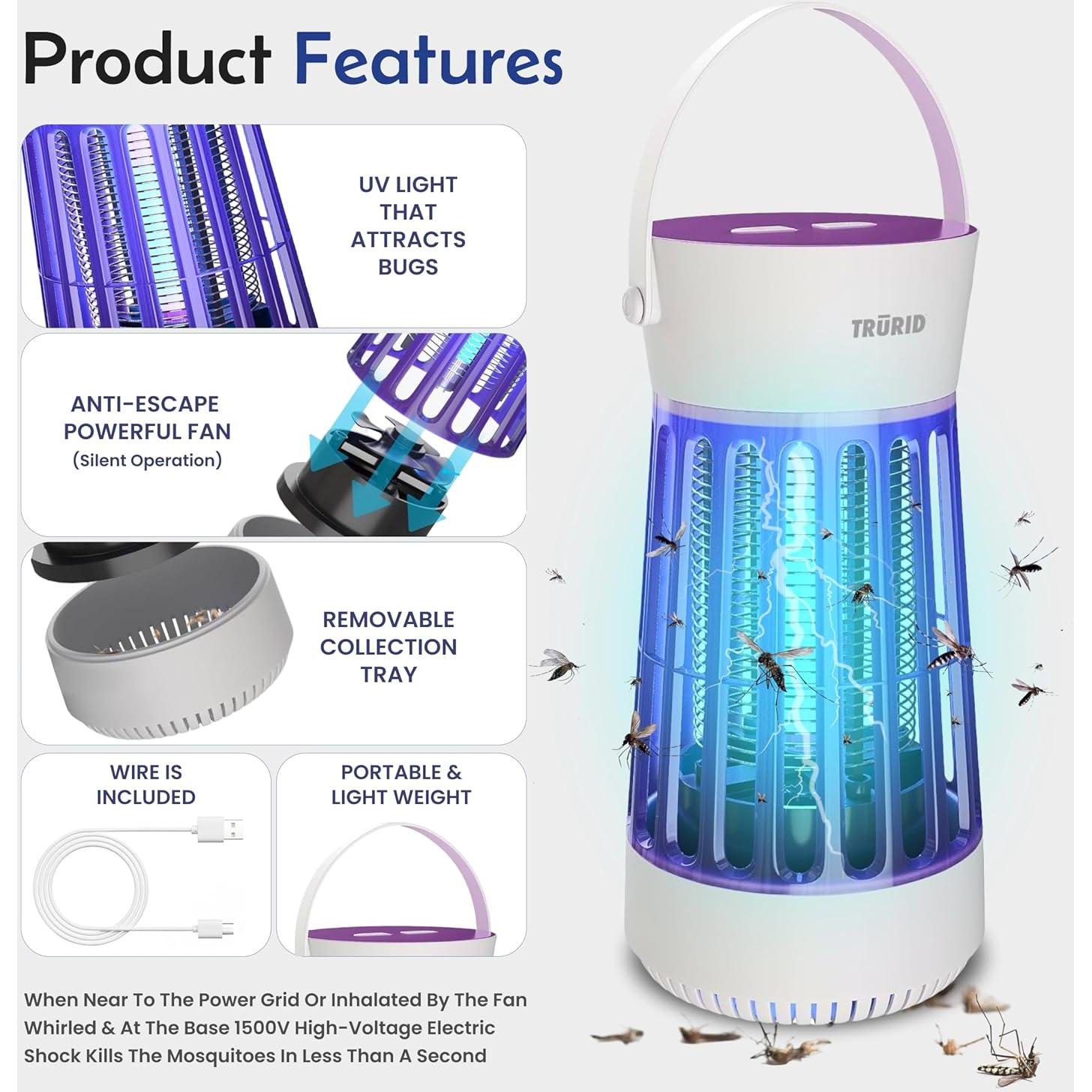 Trampa Zapper Mosquitos UV LED TRURID Portátil 0.45 kg