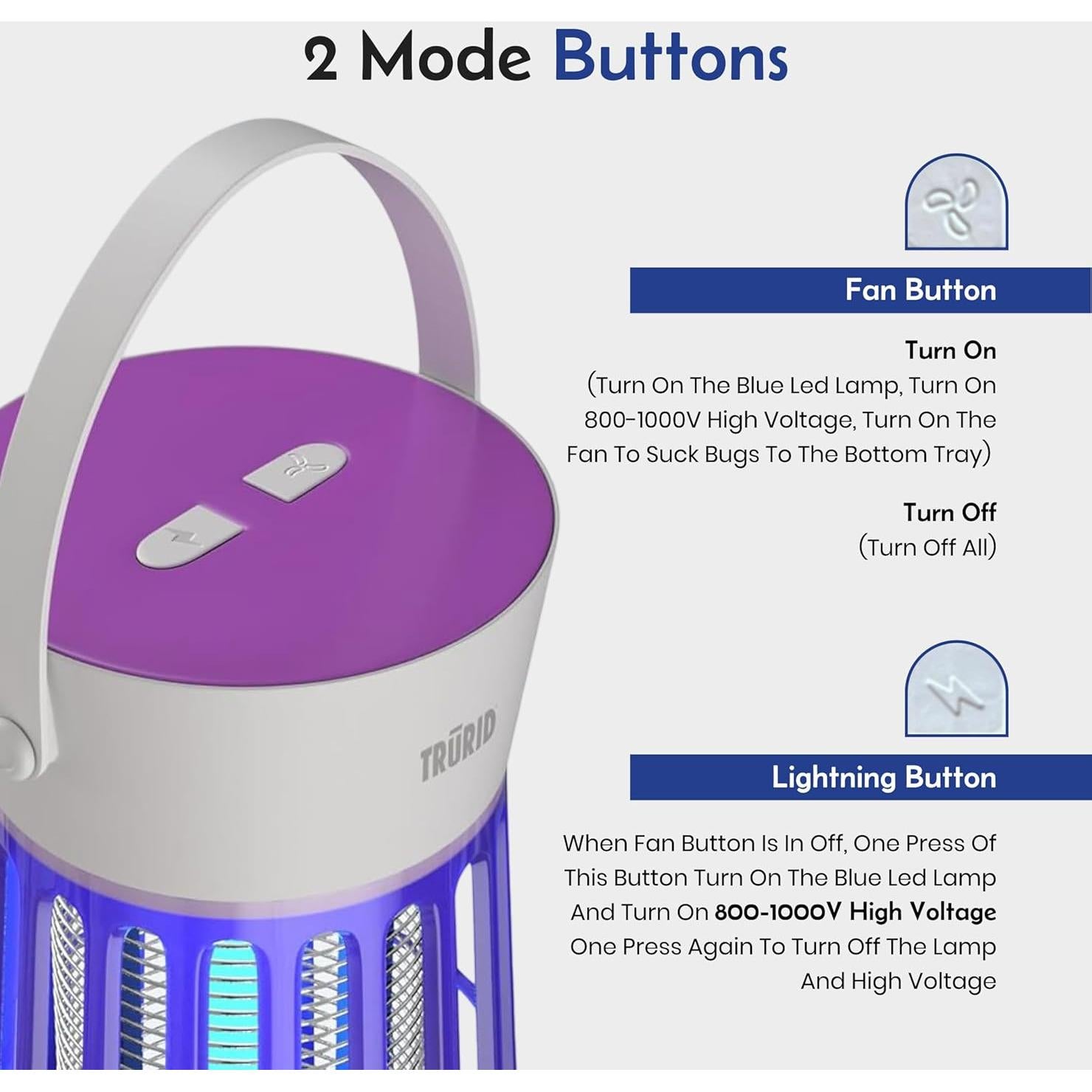 Trampa Zapper Mosquitos UV LED TRURID Portátil 0.45 kg