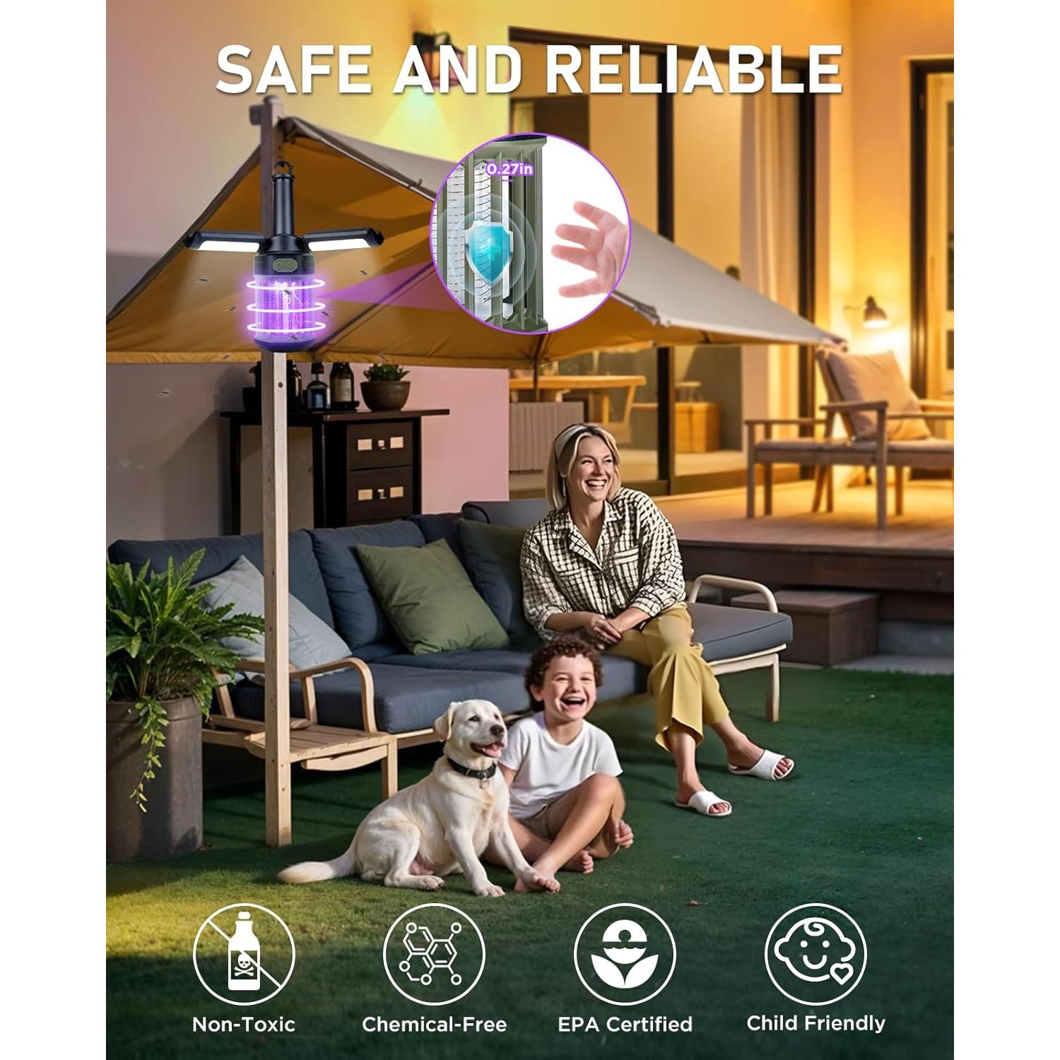 Zapper eléctrico 2 en 1 XUOITY BZ-AAA recargable USB para mosquitos