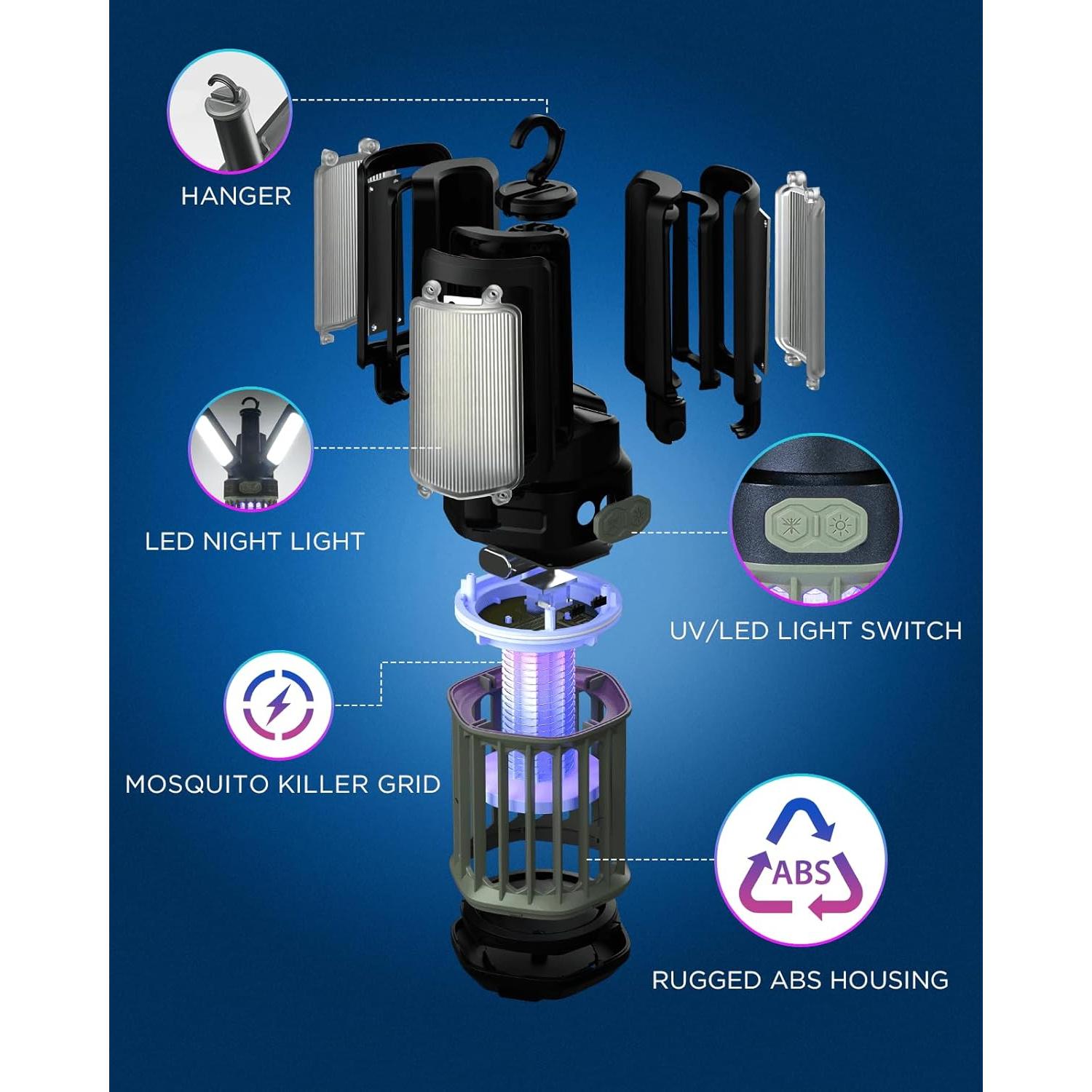 Zapper eléctrico 2 en 1 XUOITY BZ-AAA recargable USB para mosquitos