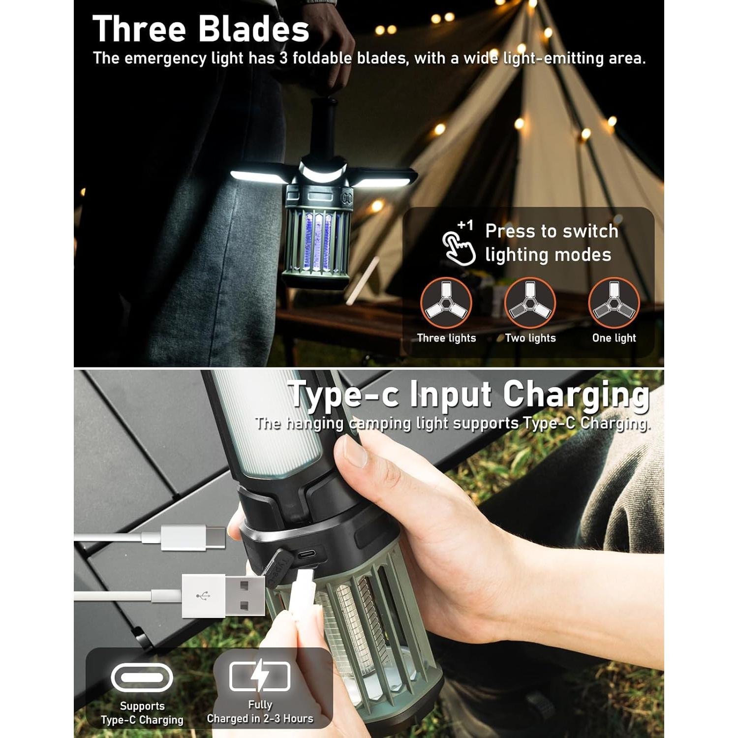 Zapper eléctrico 2 en 1 XUOITY BZ-AAA recargable USB para mosquitos