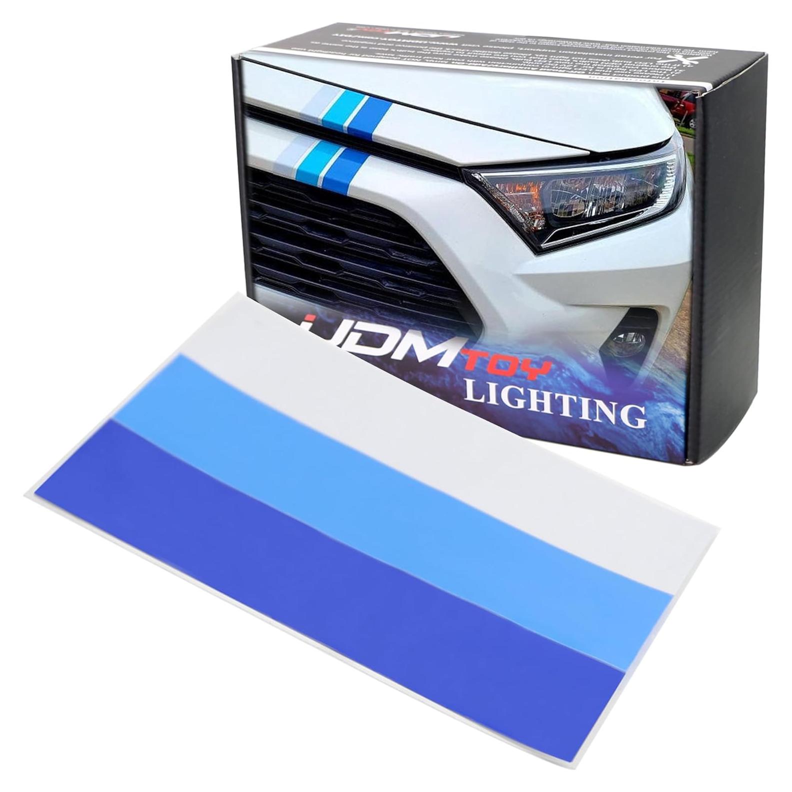 Calcomanía Retro Azul iJDMTOY 25.4x5.1 cm Rayas Tricolores