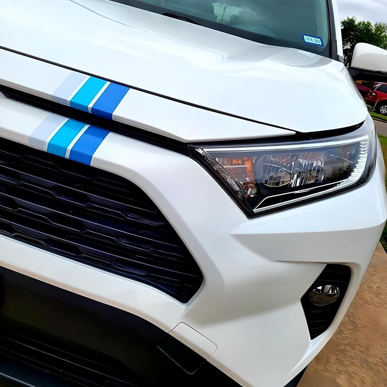 Calcomanía Retro Azul iJDMTOY 25.4x5.1 cm Rayas Tricolores