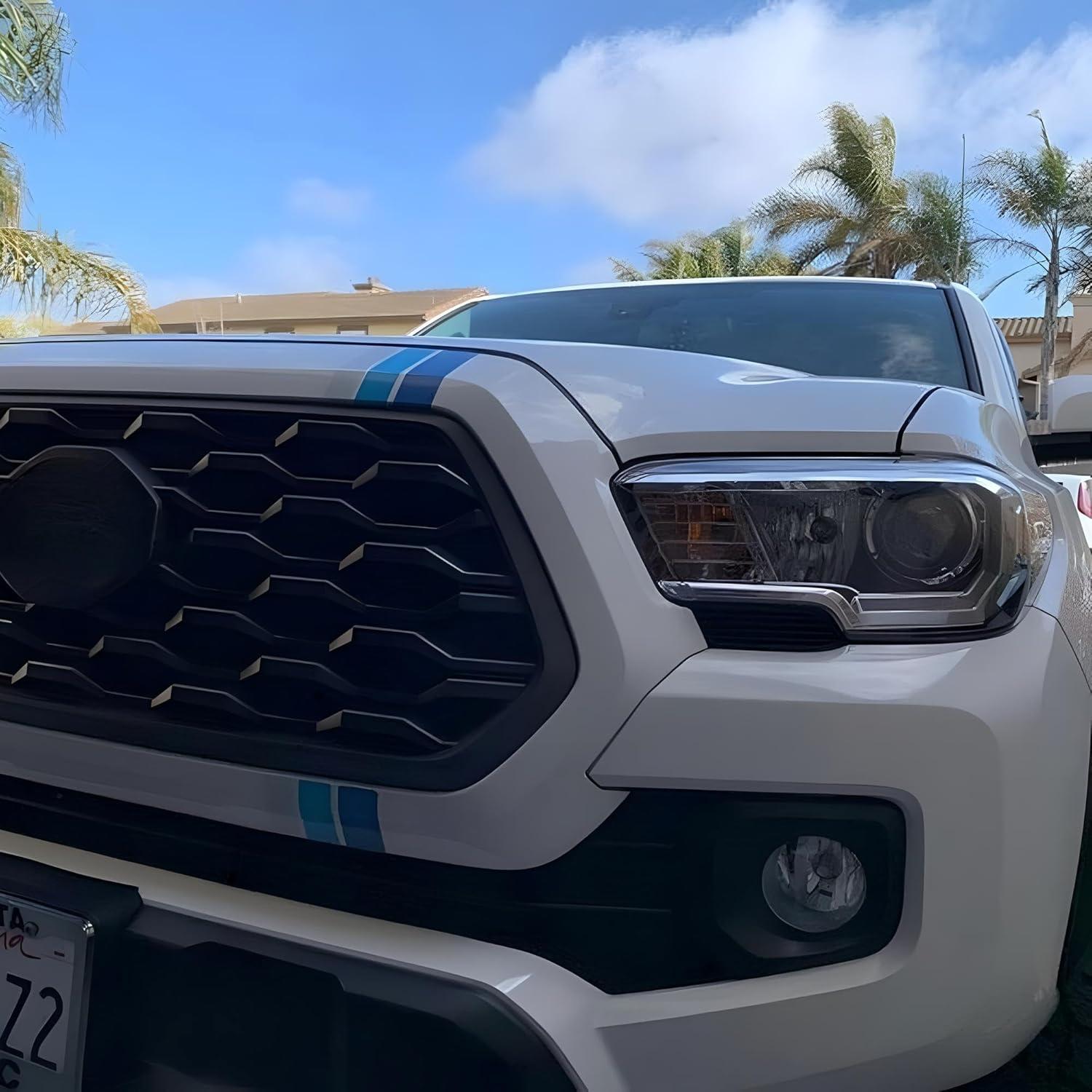 Calcomanía Retro Azul iJDMTOY 25.4x5.1 cm Rayas Tricolores