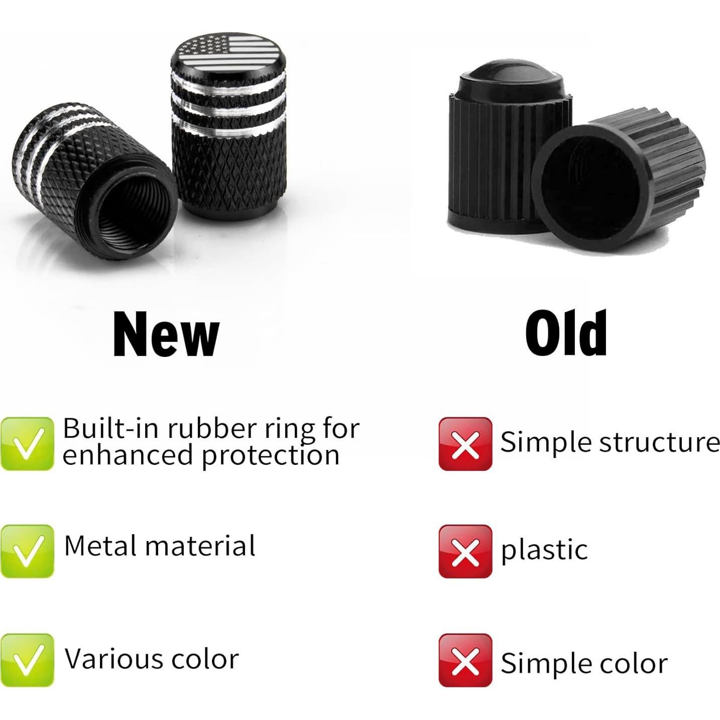 Tapa de Válvula SINGARO 12PCS Aluminio Bandera Americana