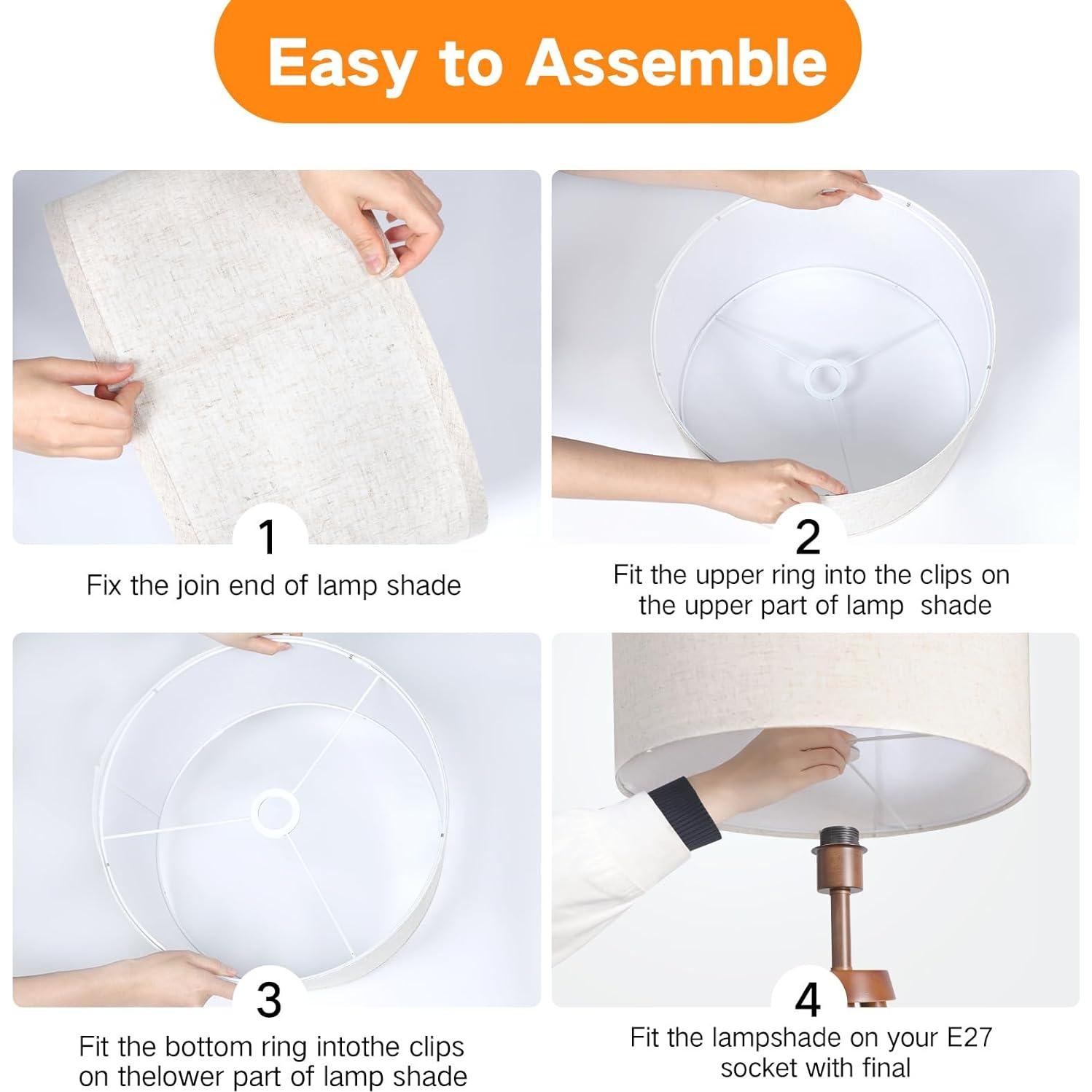 Pantalla de lámpara de tambor beige OUTON 27.94 cm x 22.86 cm