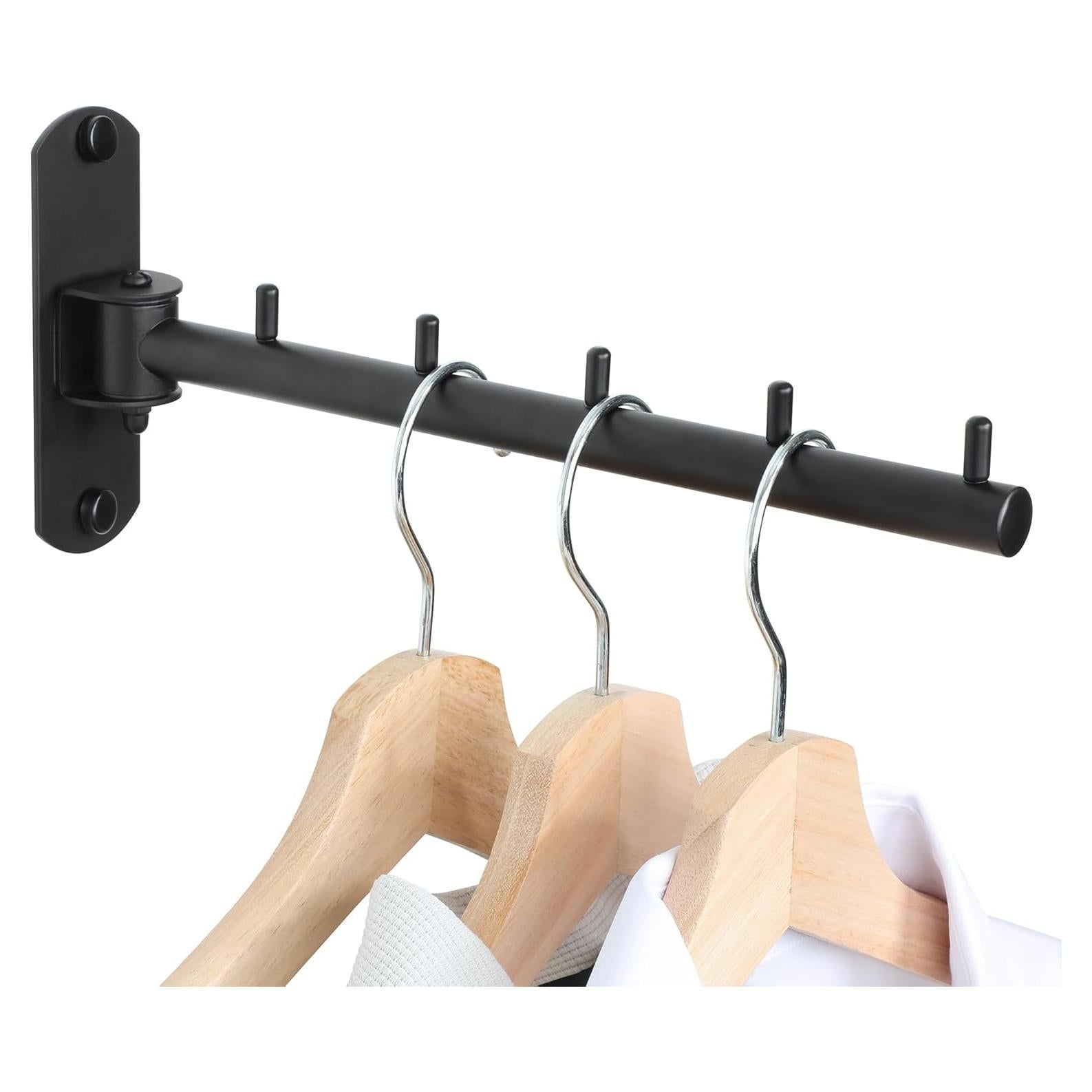 Perchero Plegable Mooche Montado en Pared 5 Ganchos Negro