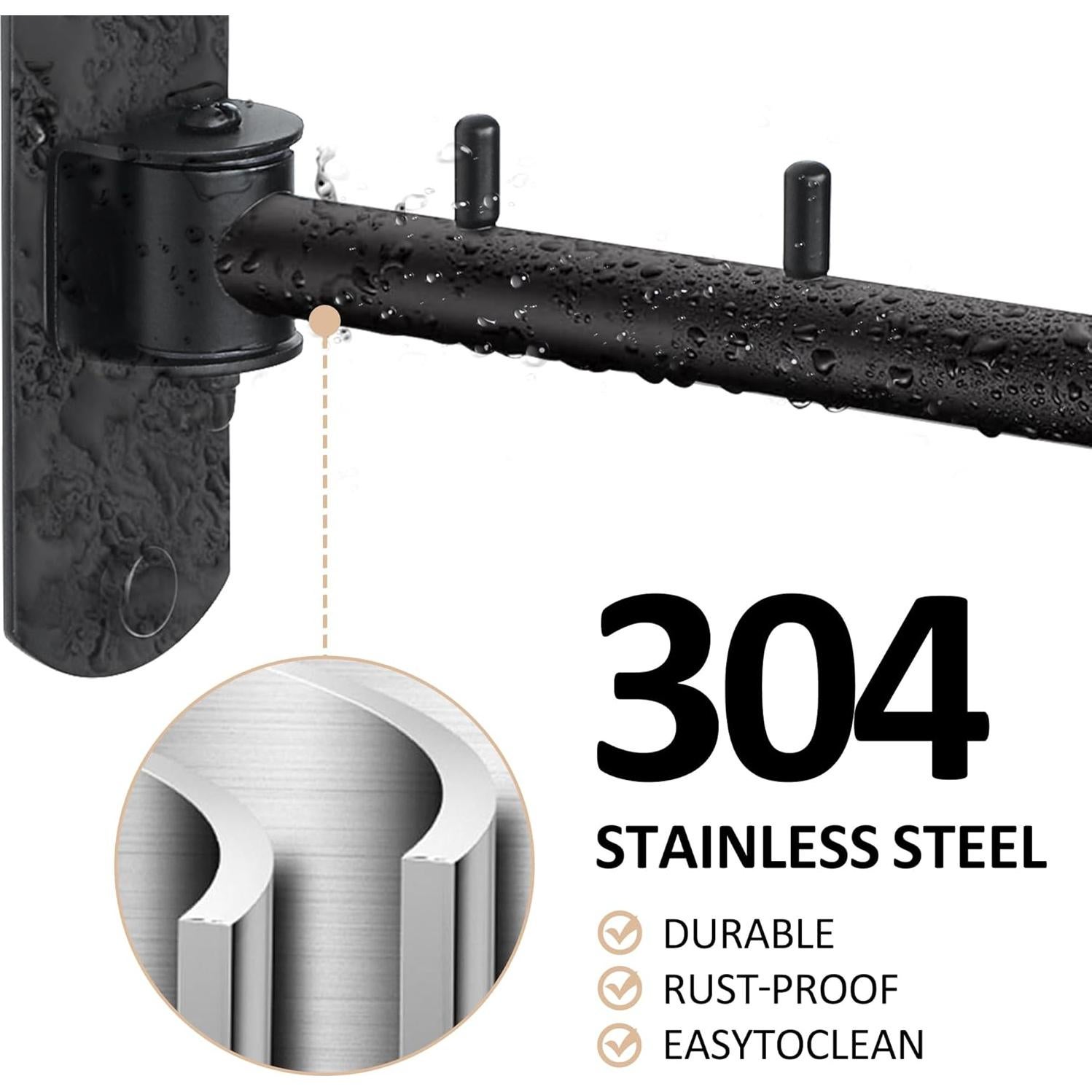 Perchero Plegable Mooche Montado en Pared 5 Ganchos Negro