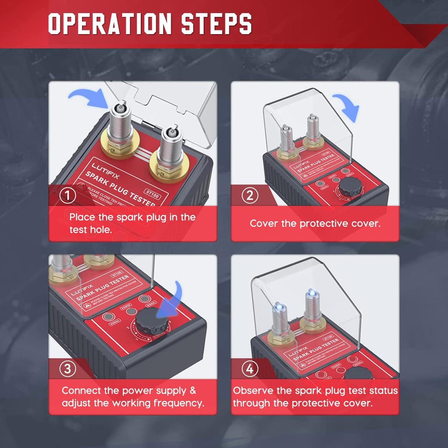 Probador de Bujías LUTIFIX ST100 Doble Orificio 0-6000rpm