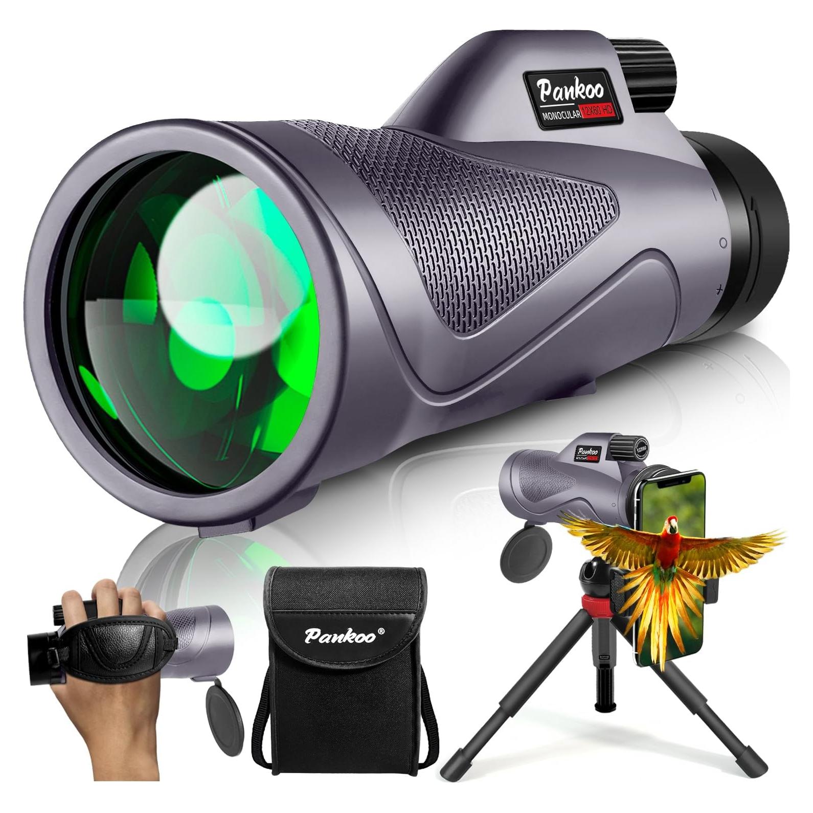 Monocular Pankoo 12x60 Alta Potencia con Adaptador y Trípode