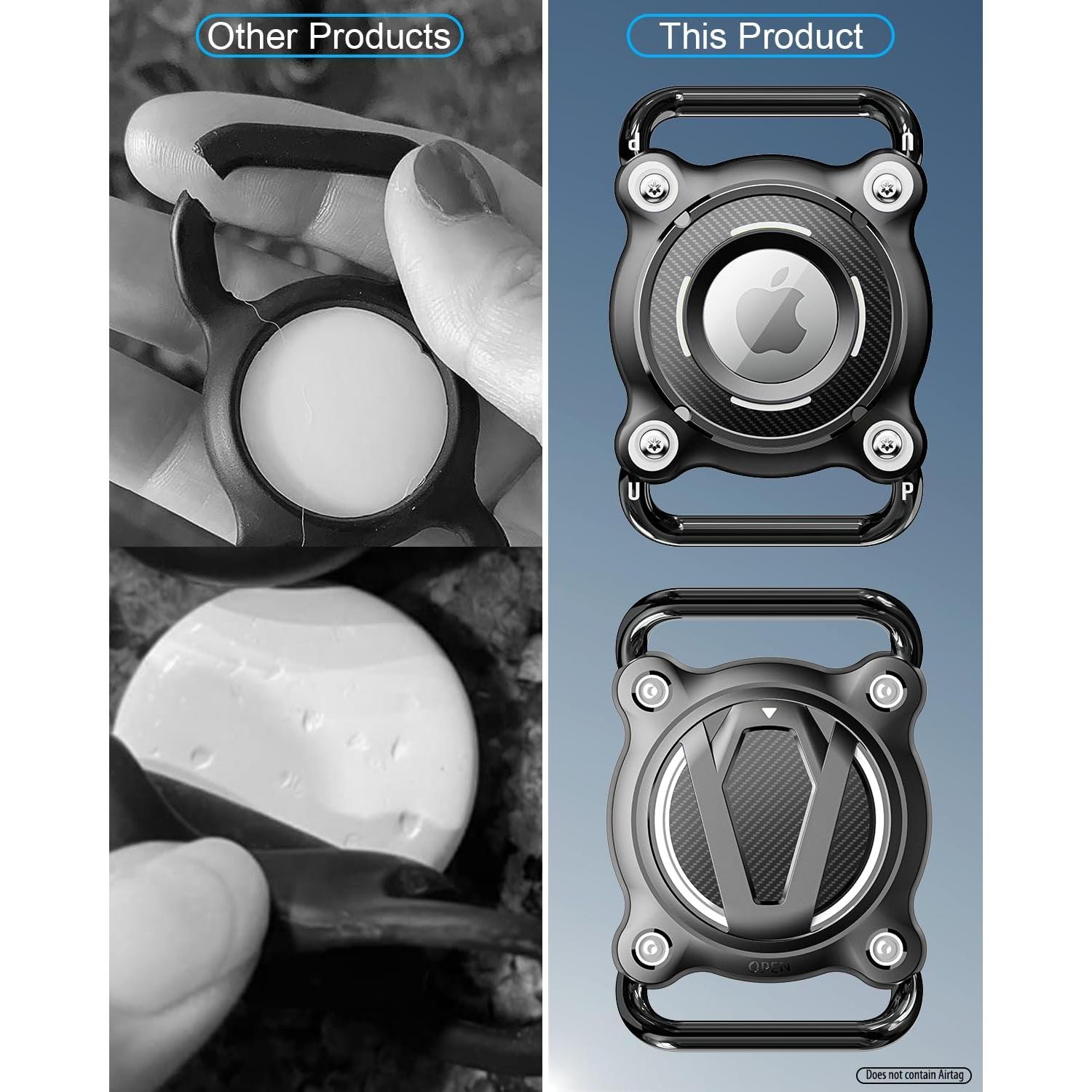 Soporte Impermeable IP68 para Airtag de Perro SCALLOP - Negro