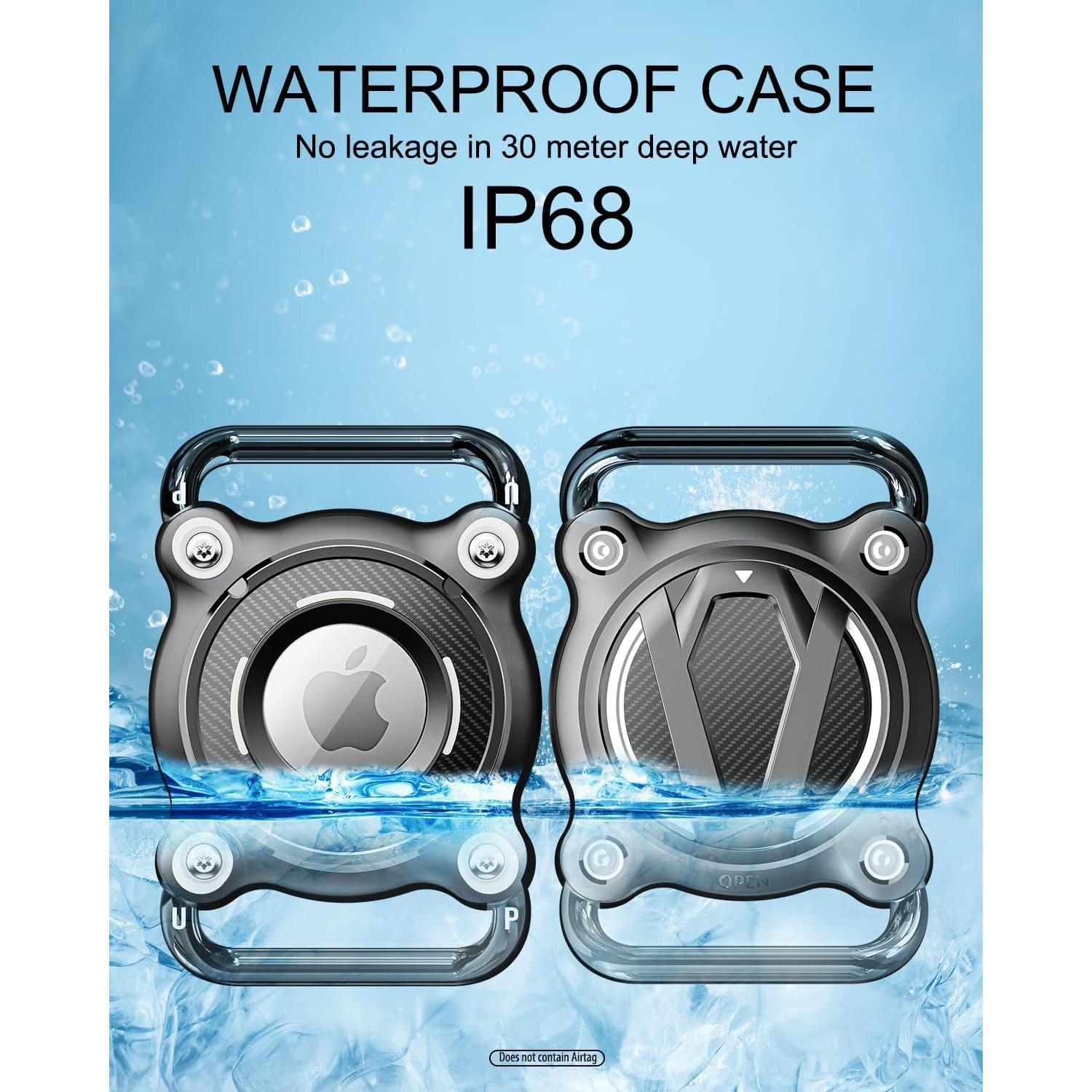 Soporte Impermeable IP68 para Airtag de Perro SCALLOP - Negro