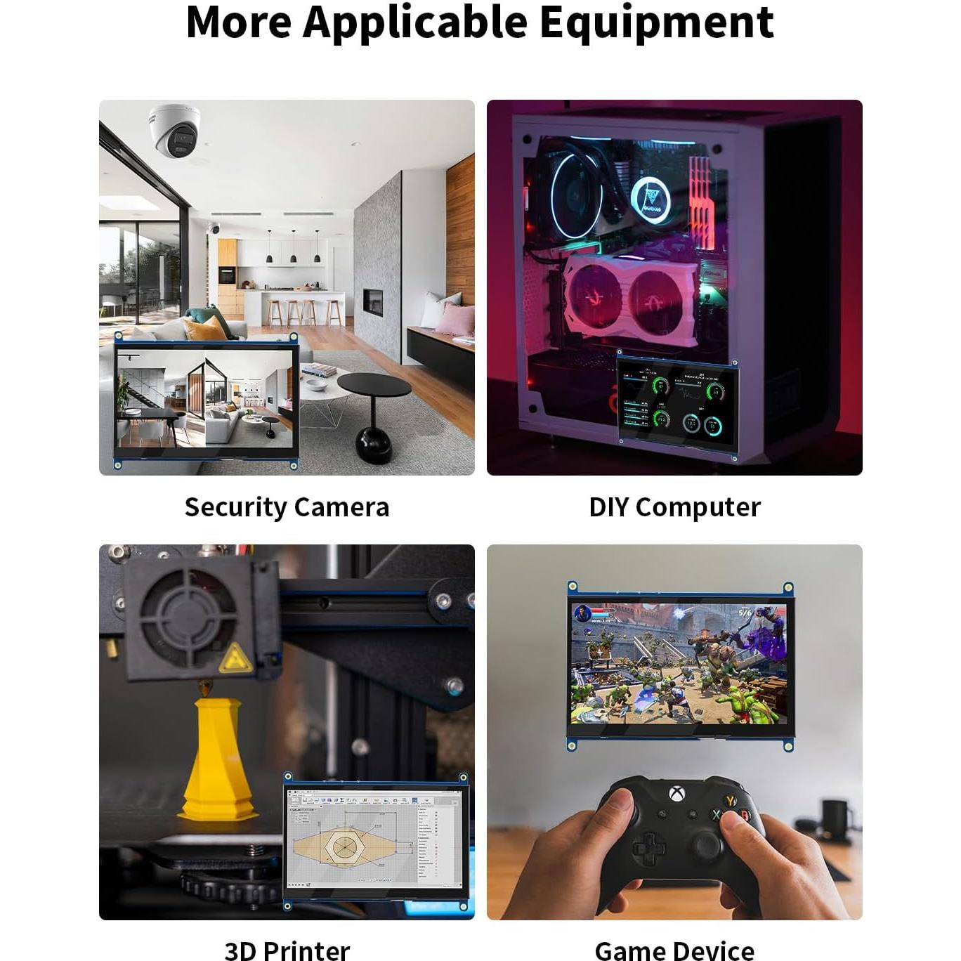 Monitor LCD 7" CUQI 1024x600 para Raspberry Pi y PC