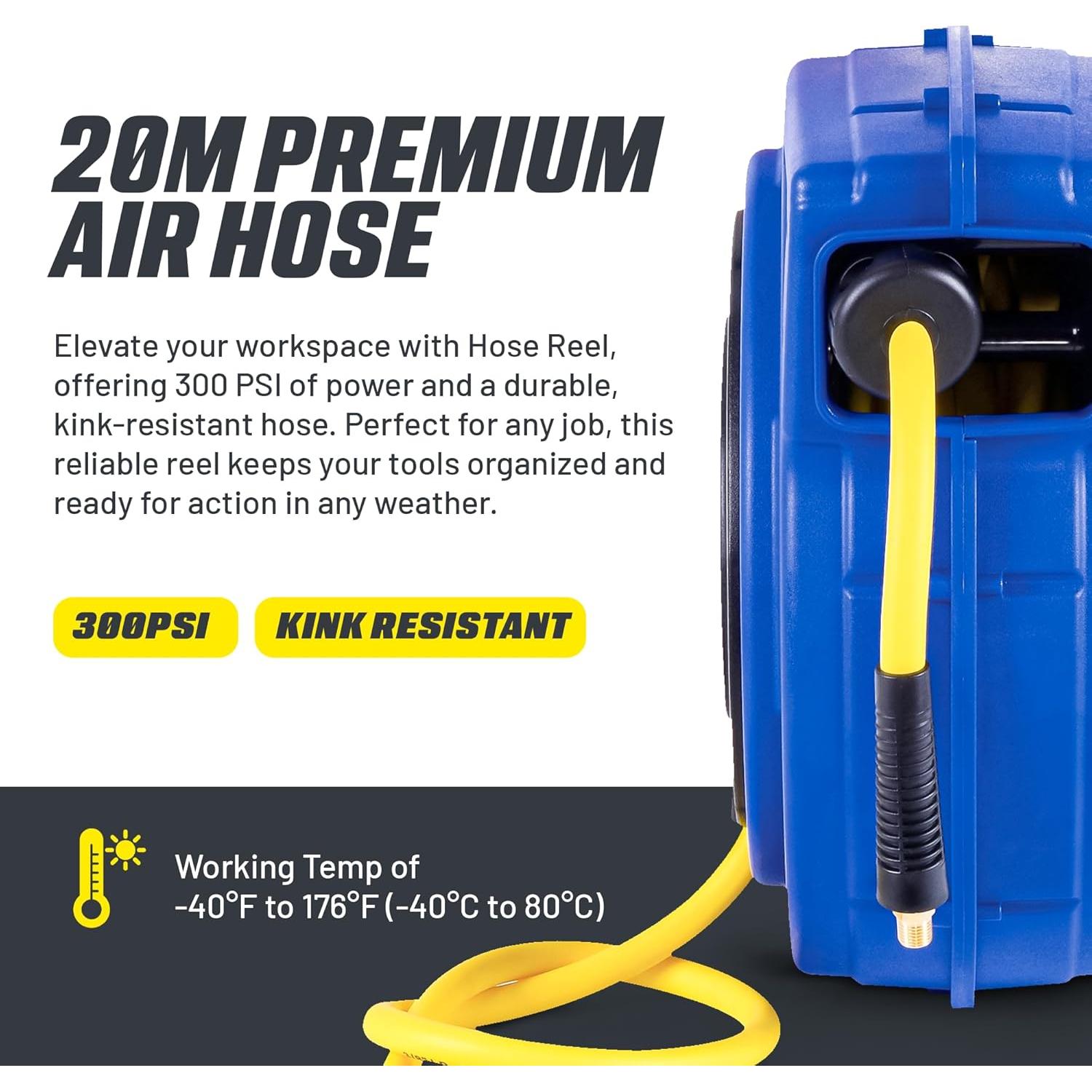 Carrete de Manguera Retráctil Goodyear 20m 300PSI Polipropileno