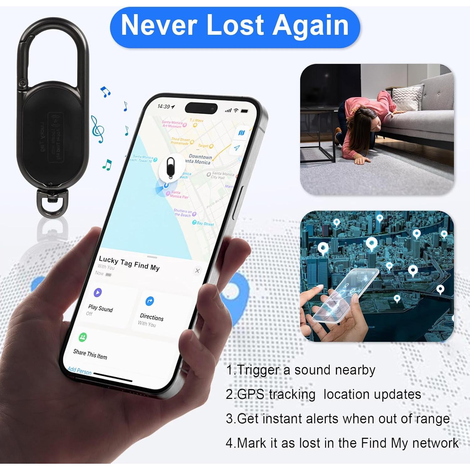 Rastreador GPS llavero Auiyod F-15 - Bluetooth, Negro