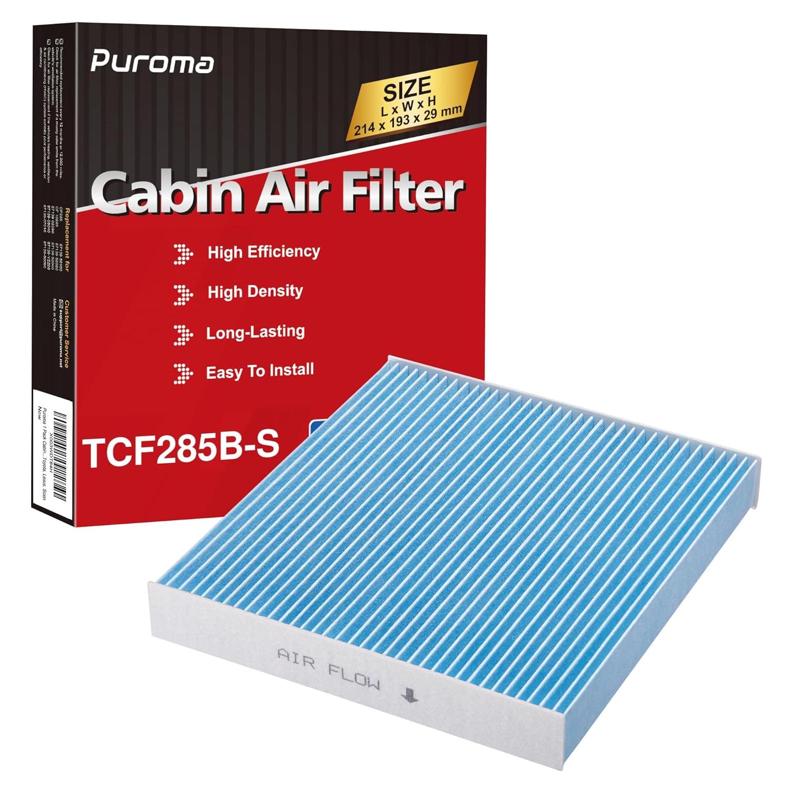 Filtro de Aire de Cabina Puroma para Toyota y Subaru, TCF285B-S