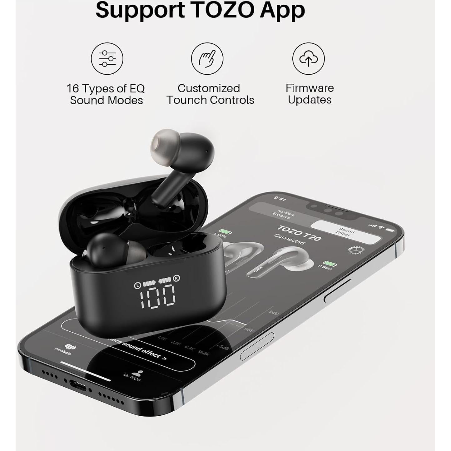 Auriculares Inalámbricos TOZO T20 Bluetooth 5.3 IPX8 48.5h