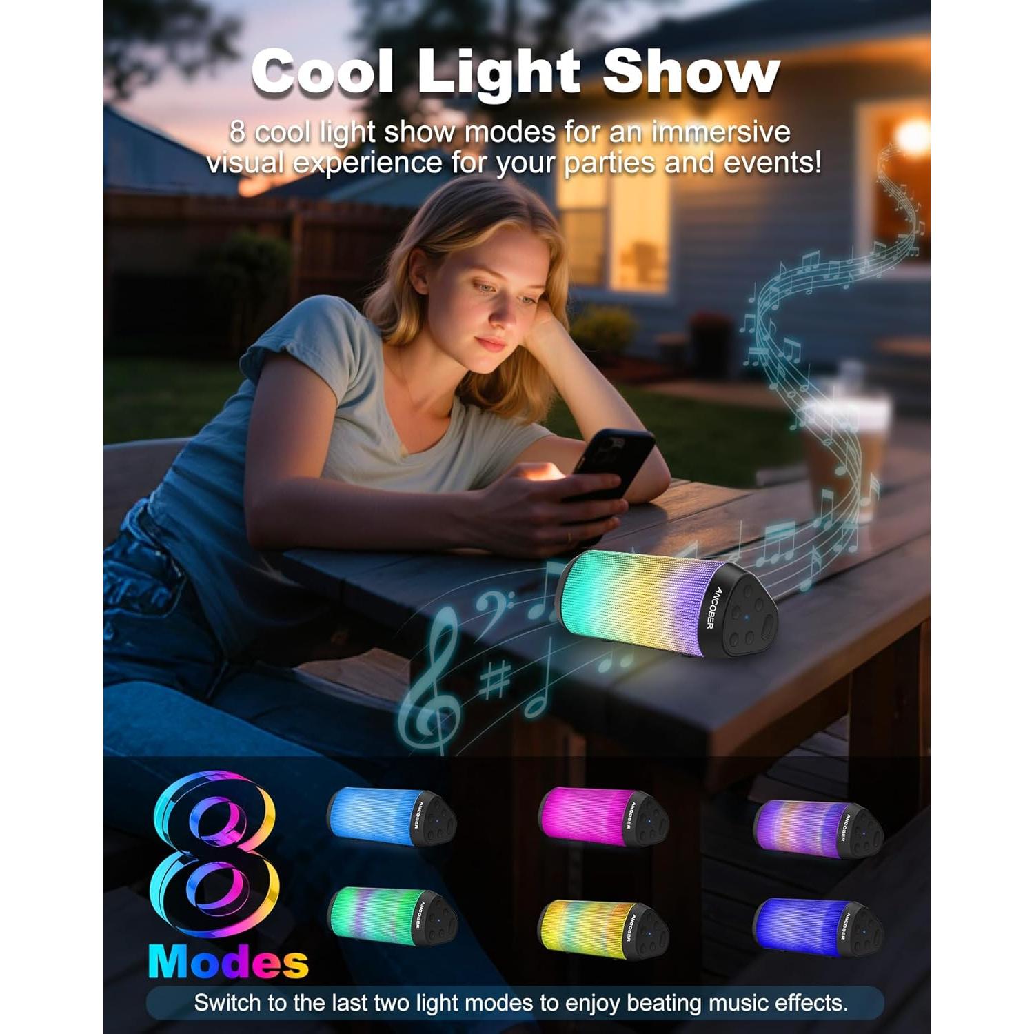 Altavoz Bluetooth Portátil ANCOBER 15W Impermeable IPX4