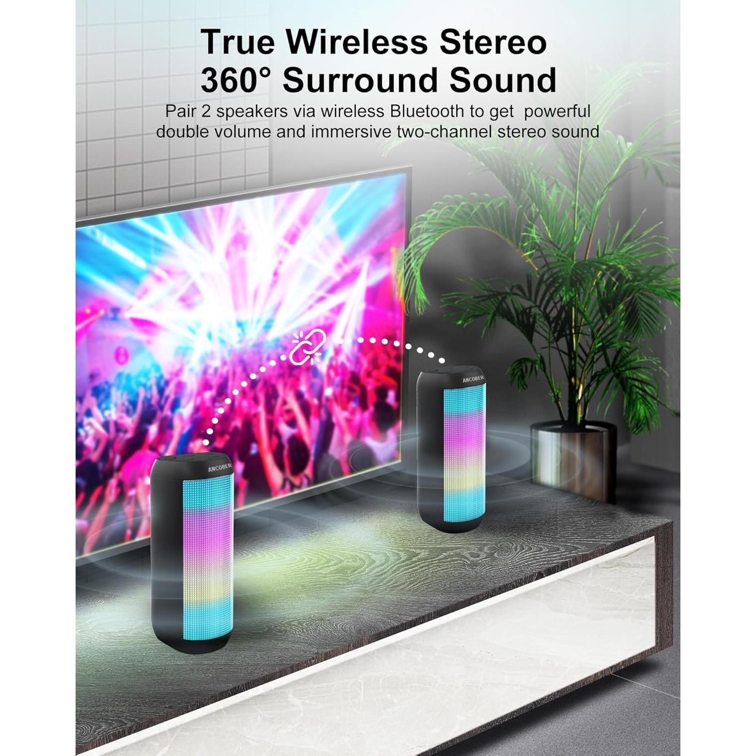 Altavoz Bluetooth Portátil ANCOBER 15W Impermeable IPX4