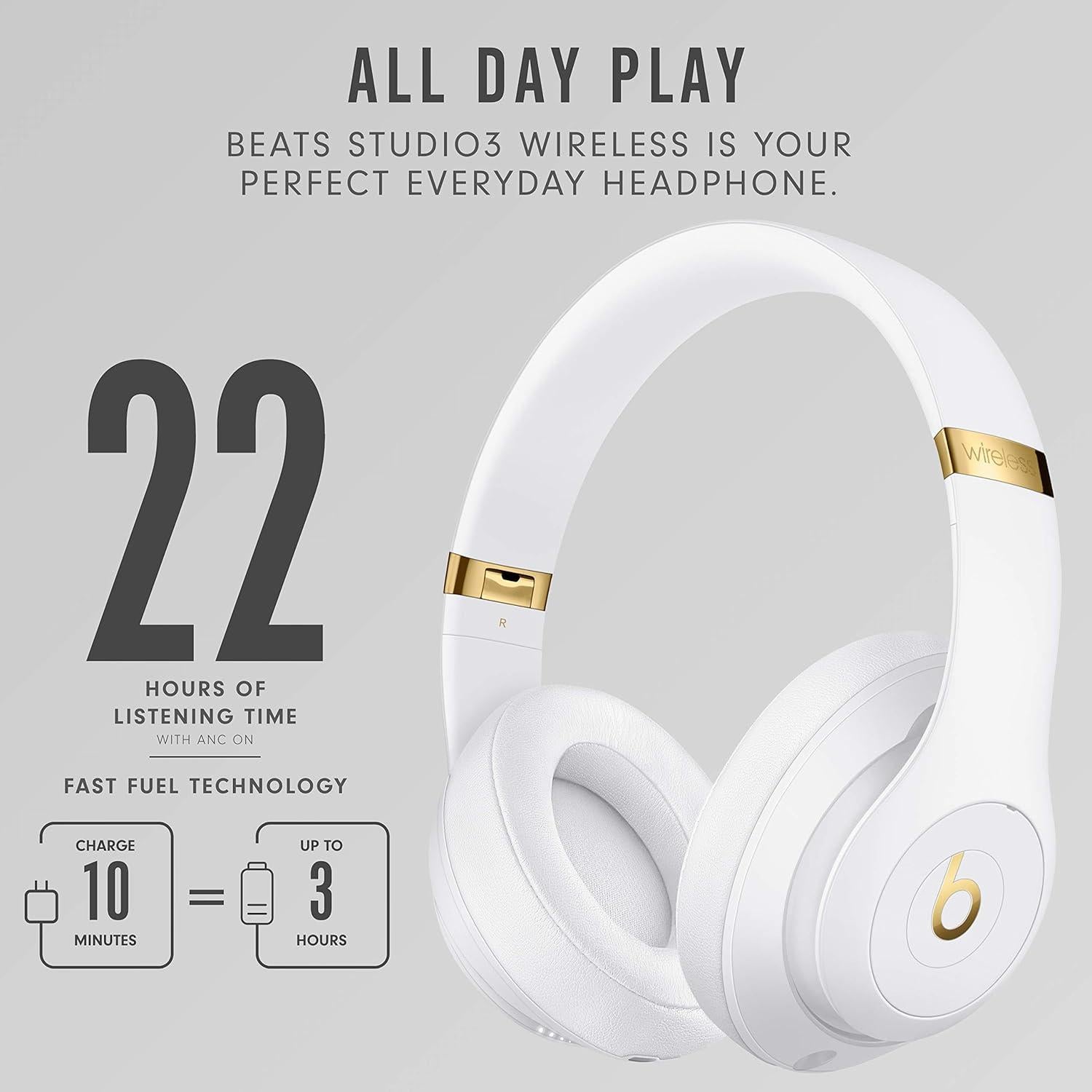 Auriculares Inalámbricos Beats Studio3 - Cancelación de Ruido, 22h Batería, Bluetooth