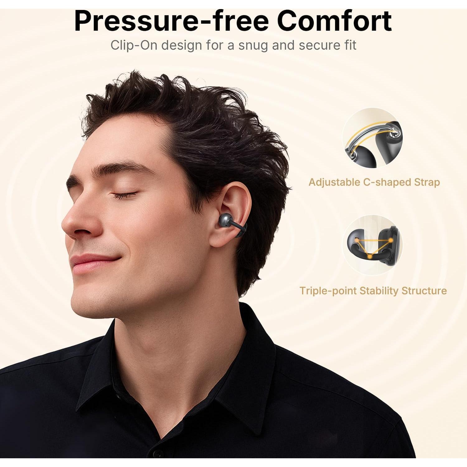 Auriculares Inalámbricos EarFun Clip, Bluetooth 6.0, 40H Batería