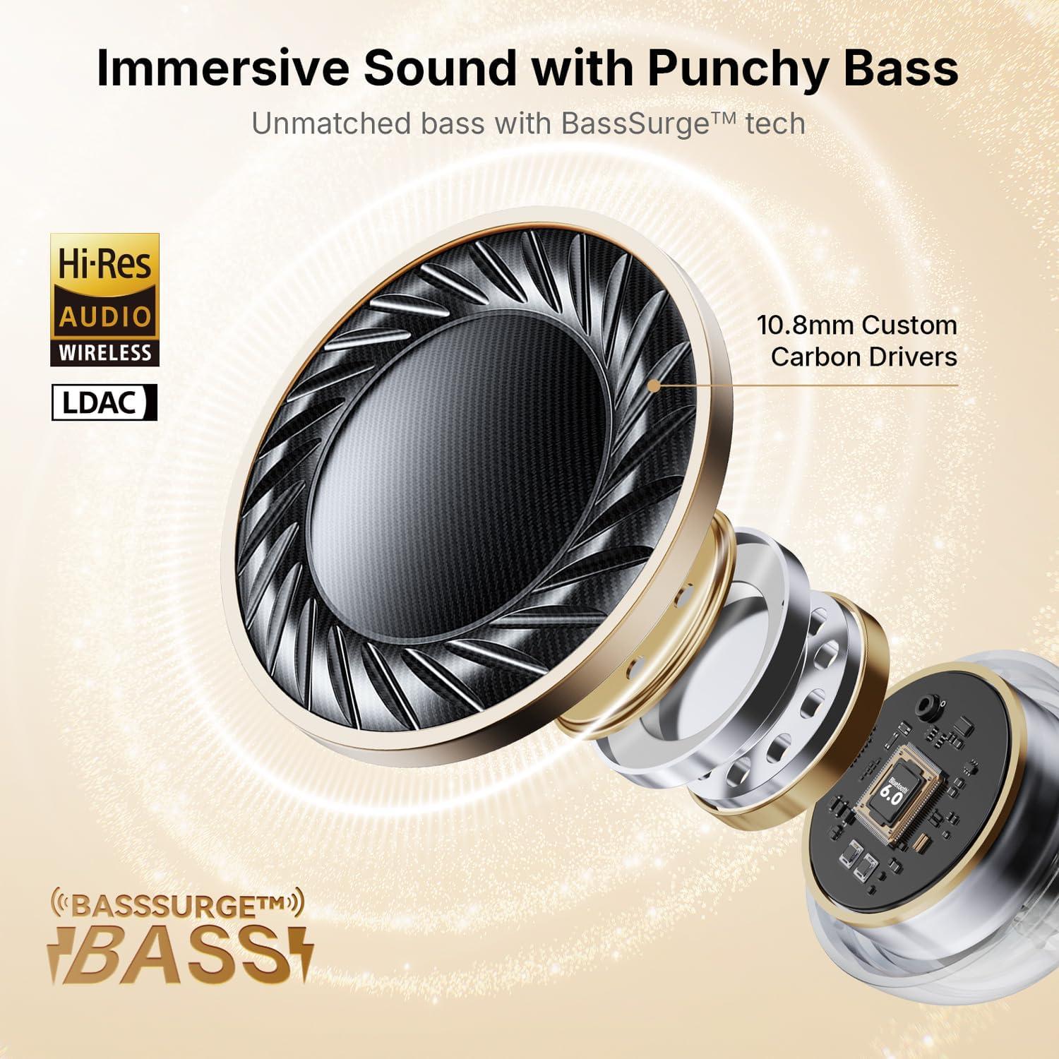 Auriculares Inalámbricos EarFun Clip, Bluetooth 6.0, 40H Batería